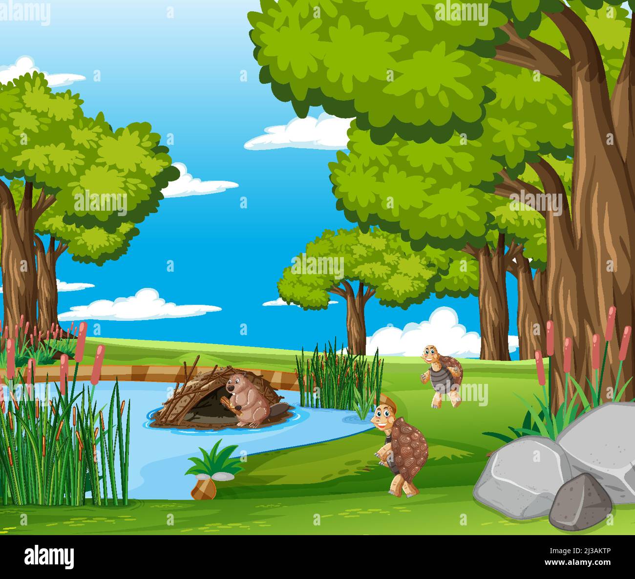 Many animal next to river illustration Stock Vector Image & Art - Alamy