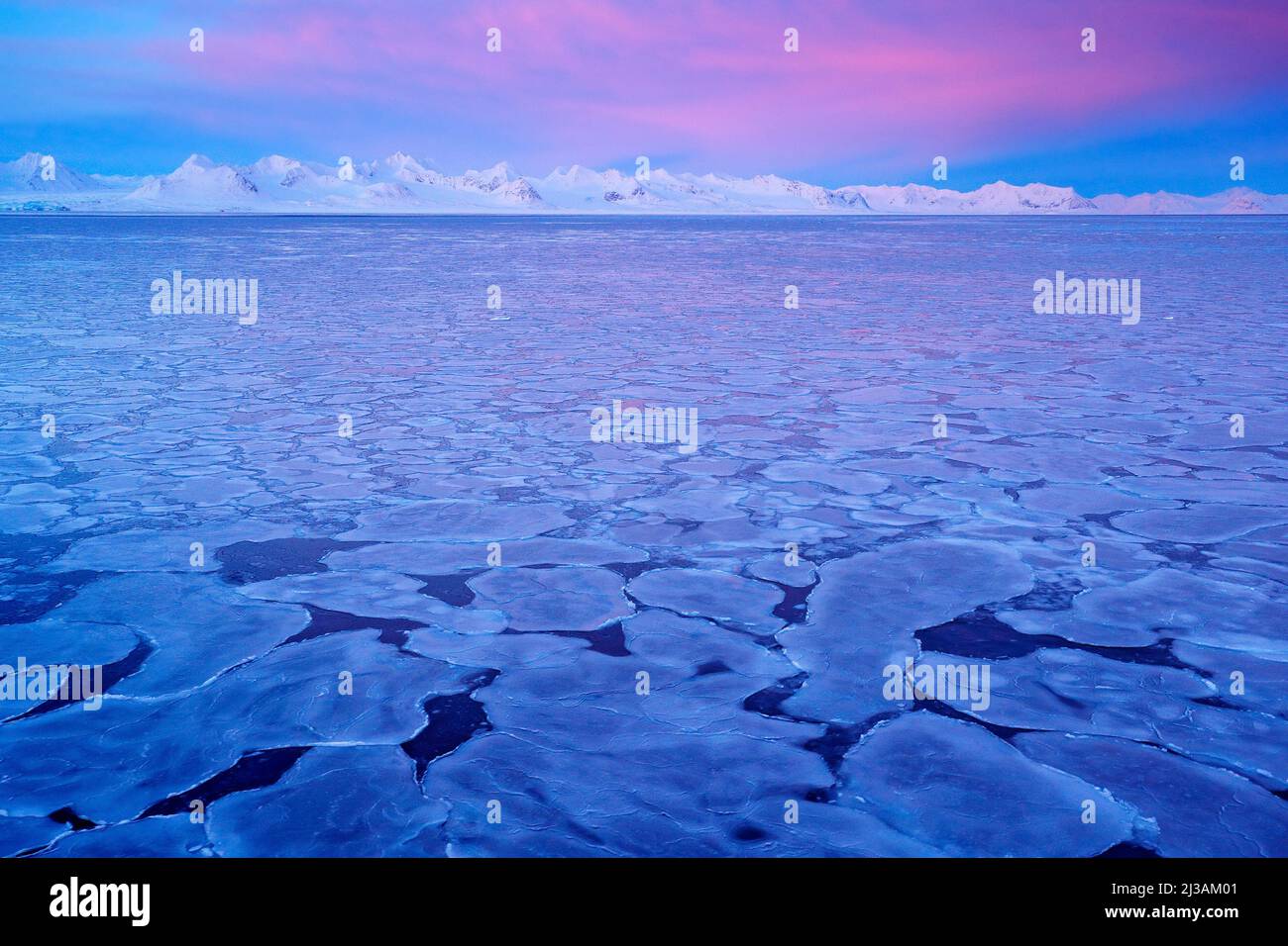 Land of ice. Winter Arctic. White snowy mountain, blue glacier Svalbard ...