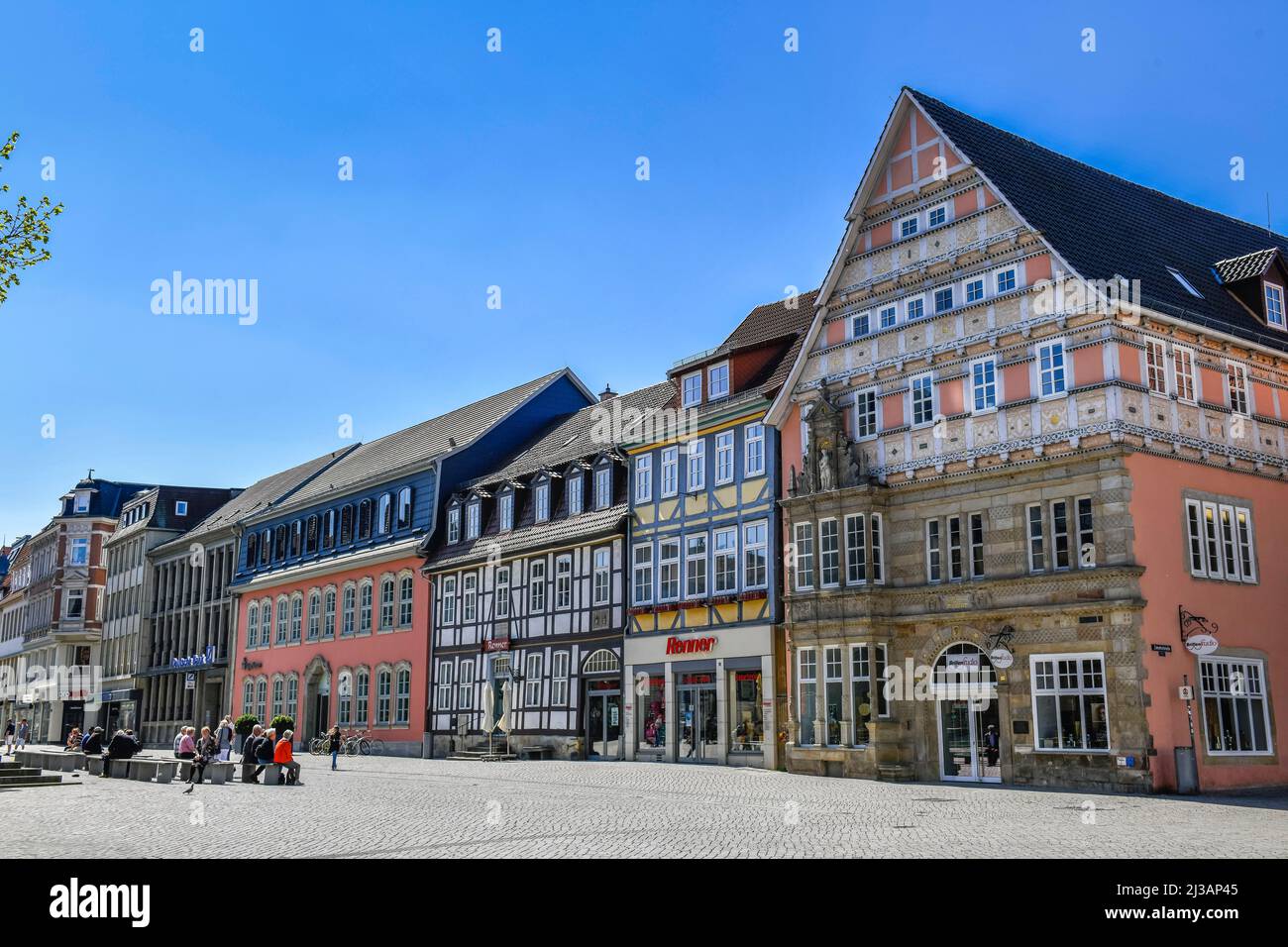 Old buildings, Pferdemarkt, Old Town, Hamelin, Lower Saxony, Germany Stock Photo