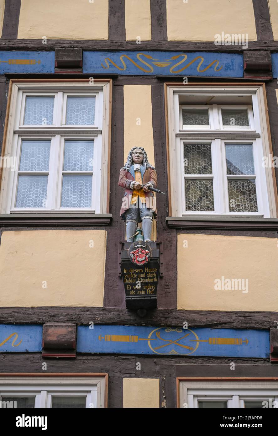 Residential building and practice, figure, old town, Hannoversch Muenden, Lower Saxony, Germany Stock Photo