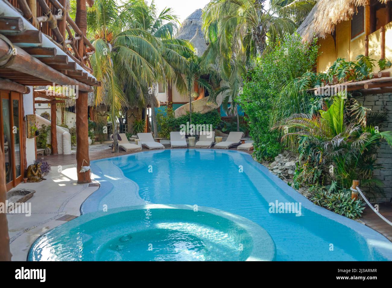Hotel pool, Isla Holbox, Quintana Roo, Mexico Stock Photo Alamy