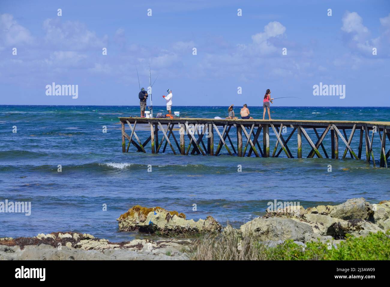 Jetty, Angler, Akumal, Quintana Roo, Mexico Stock Photo Alamy
