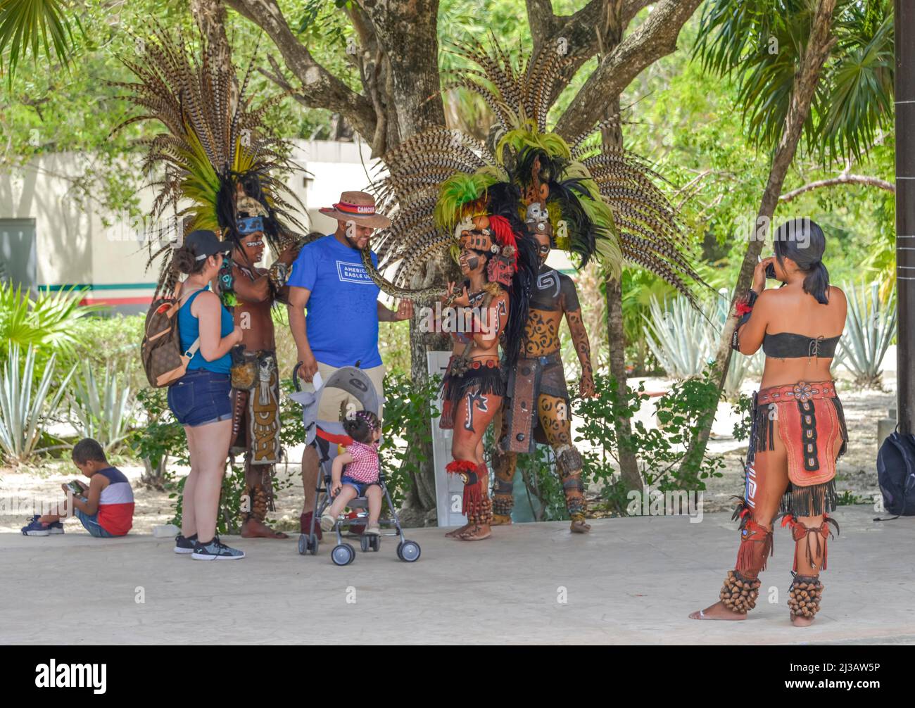 Tourists, Tulum, Quintana Roo, Mexico Stock Photo