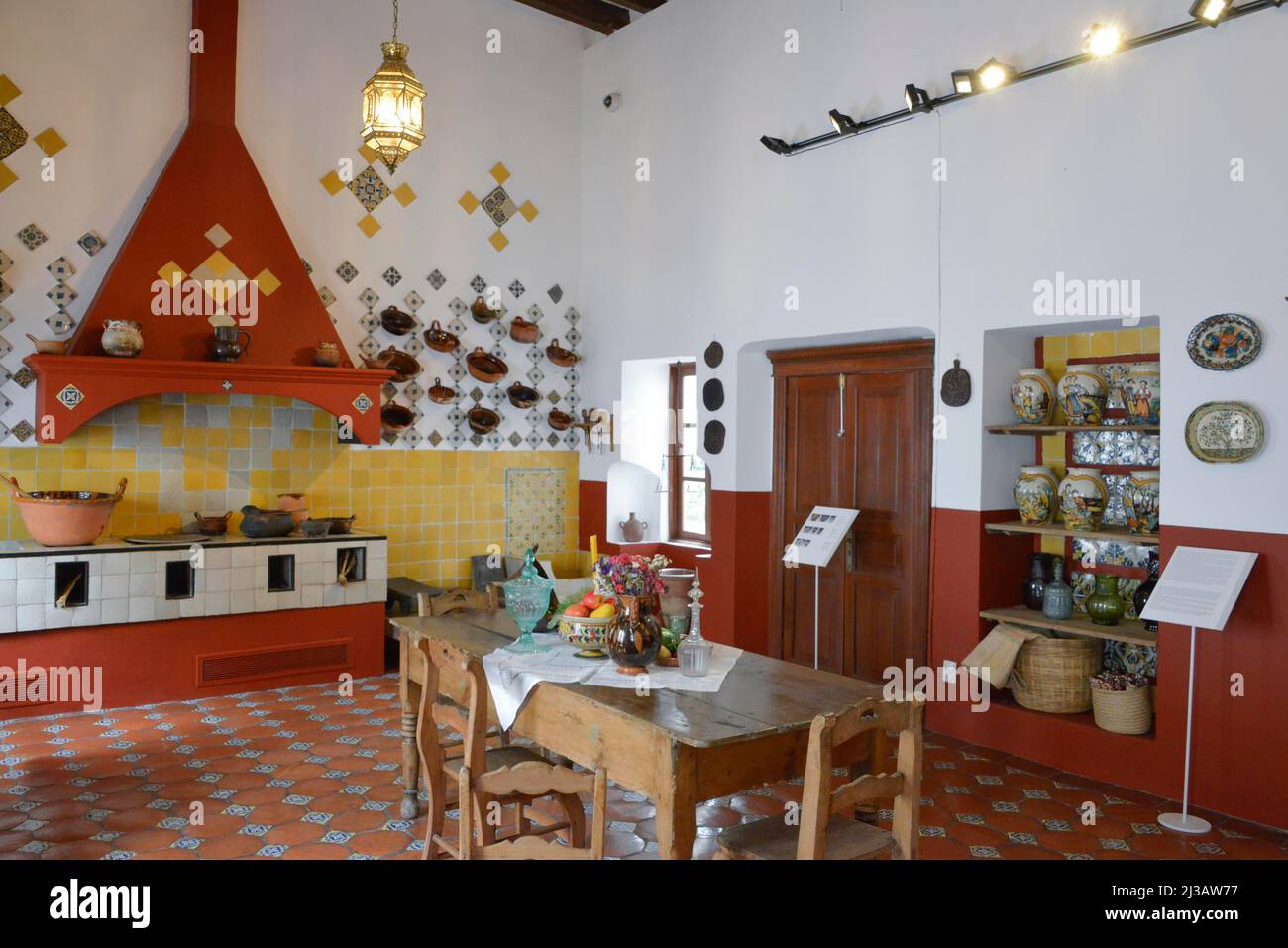Old kitchen, Museo Amparo, Puebla, Mexico Stock Photo