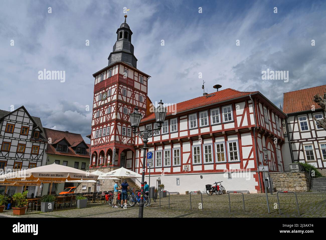 Town Hall, Market Square, Treffurt, Hesse, Germany Stock Photo