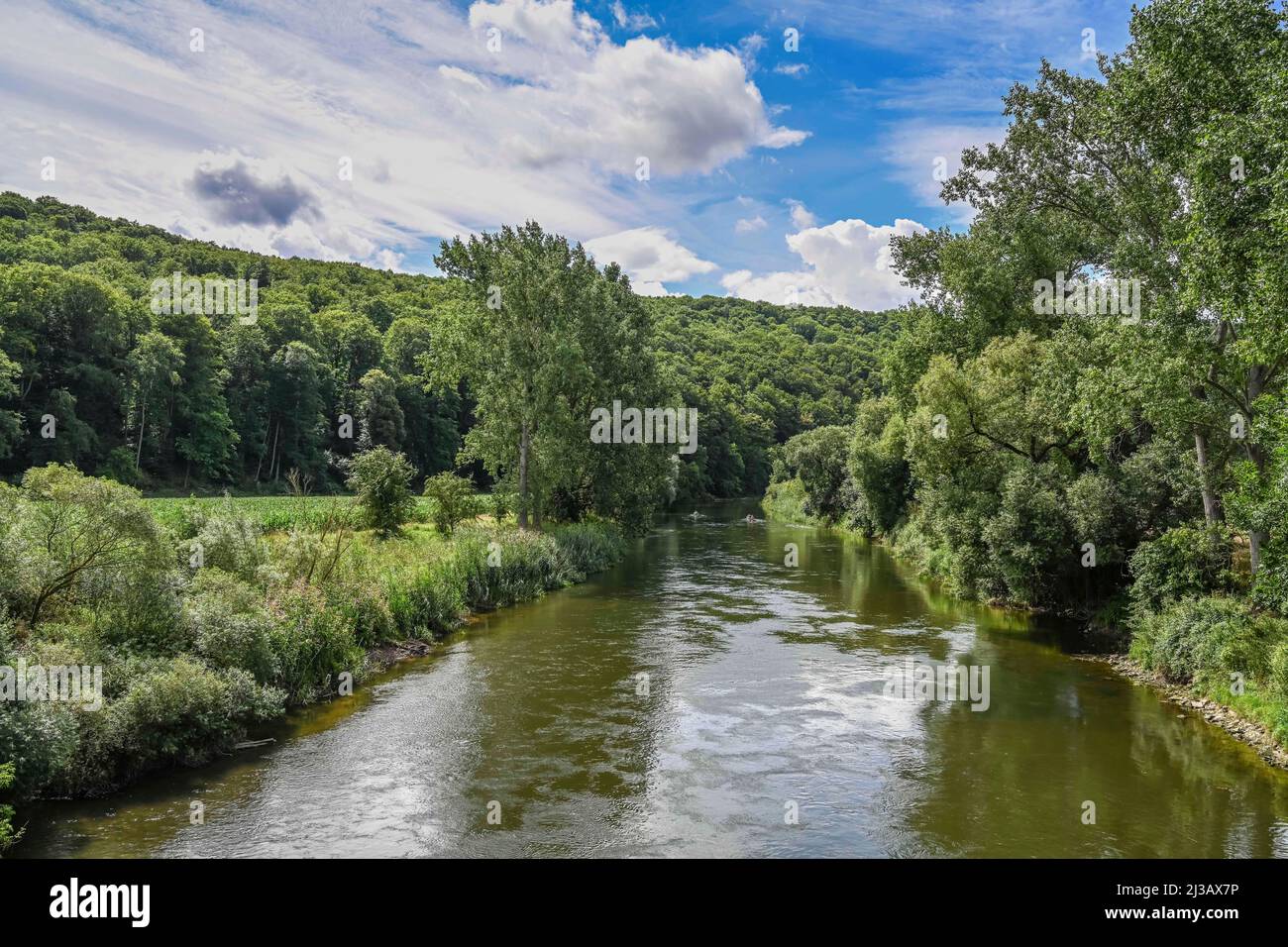 Werra, river course between Frankenroda and Treffurt, Hesse, Germany Stock Photo