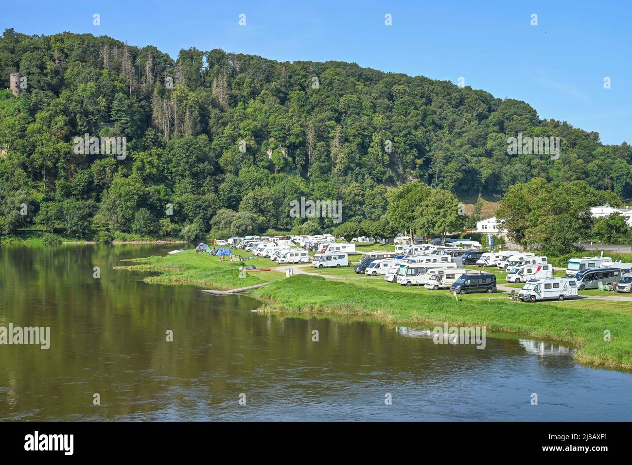 Campsite, Camper van pitch, Bad Karlshafen, Hesse, Germany Stock Photo -  Alamy