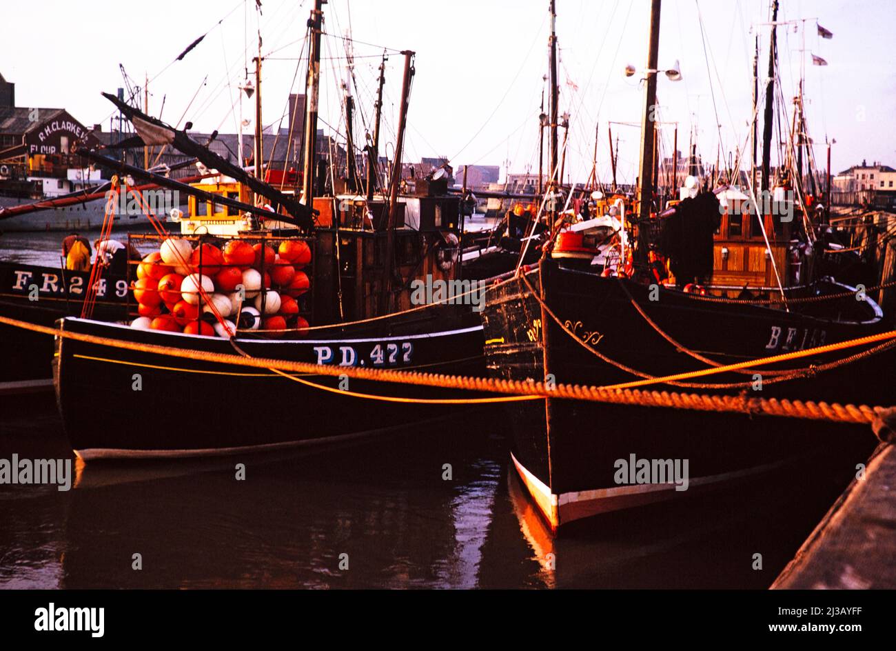 Scottish herring drifter fishing boats at Great Yarmouth, Norfolk