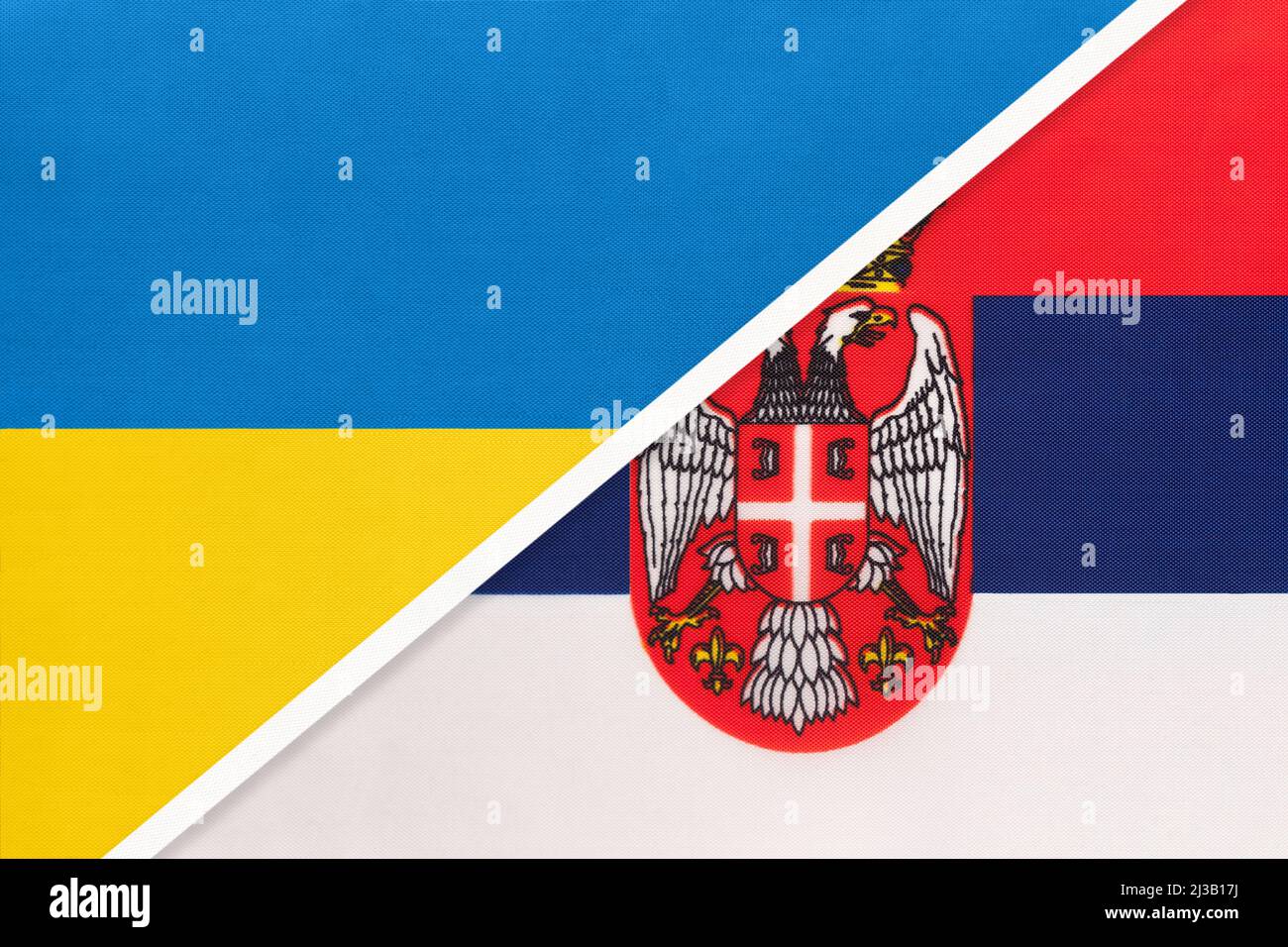 Sebian Vs. Russian Flags Ukraine and Serbia, symbol of country. Ukrainian vs Serbian national ...