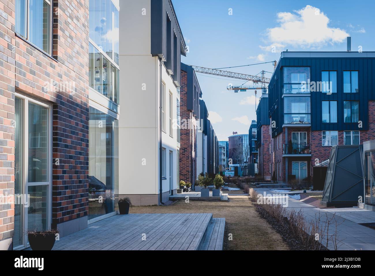 Modern residental apartment building. Uus-Veerenni real estate development by Merko. New building complex in Europe. Stock Photo