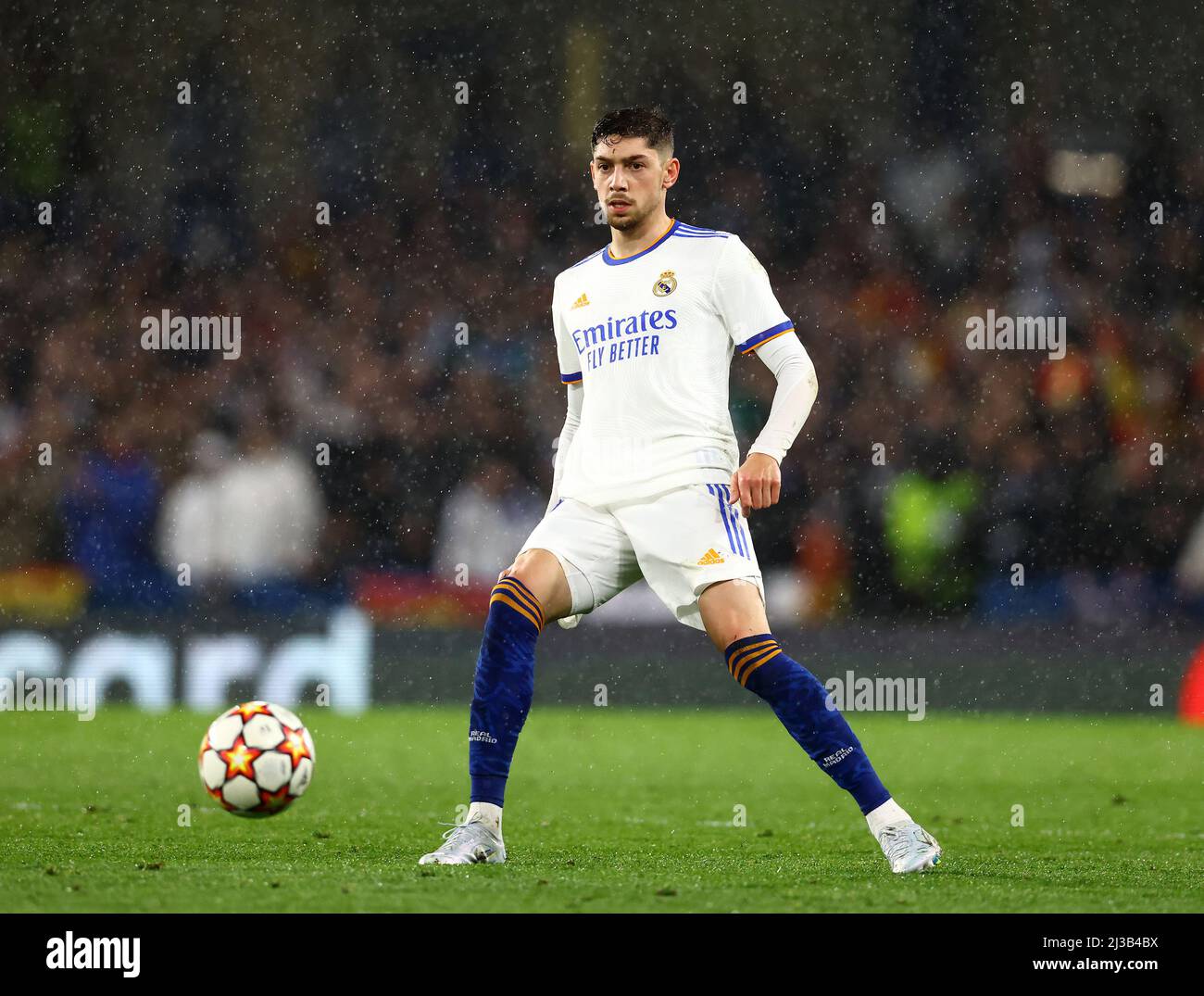 London, England, 6th April 2022. Federico Valverde of Real Madrid during the UEFA Champions League match at Stamford Bridge, London. Picture credit should read: David Klein / Sportimage Stock Photo