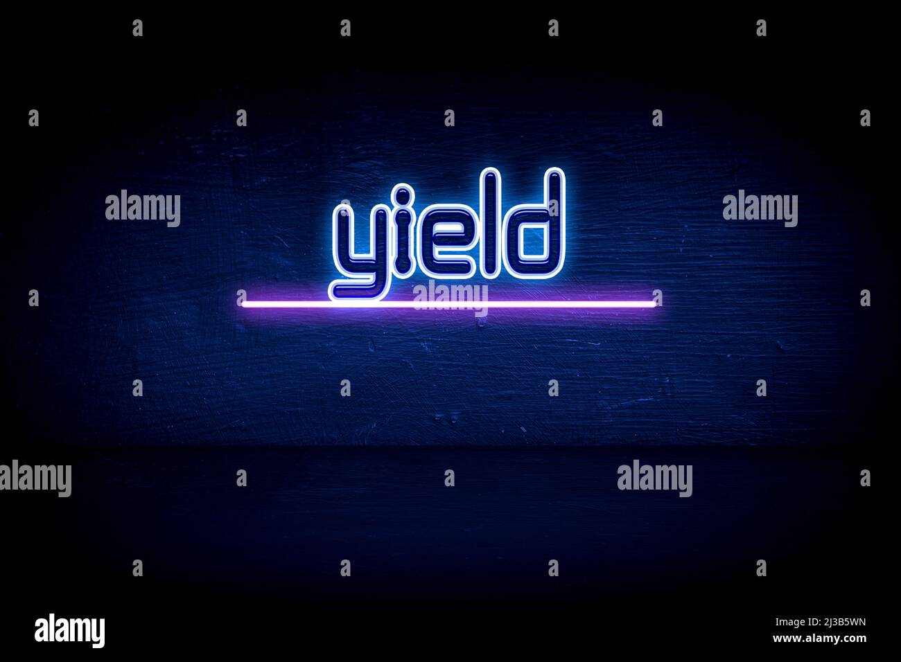 Yield - blue neon announcement signboard Stock Photo - Alamy