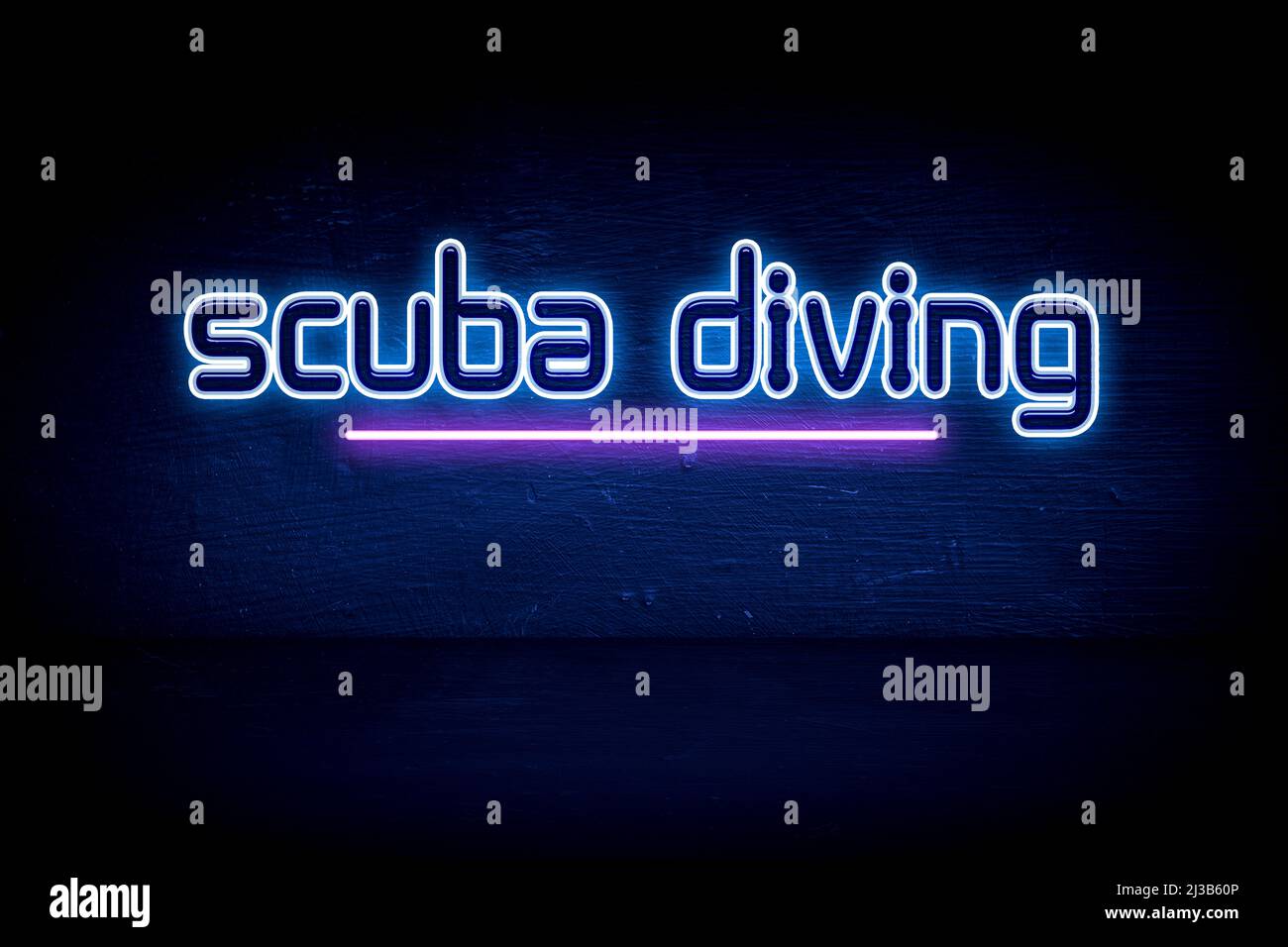 Scuba Diving blue neon announcement signboard Stock Photo Alamy