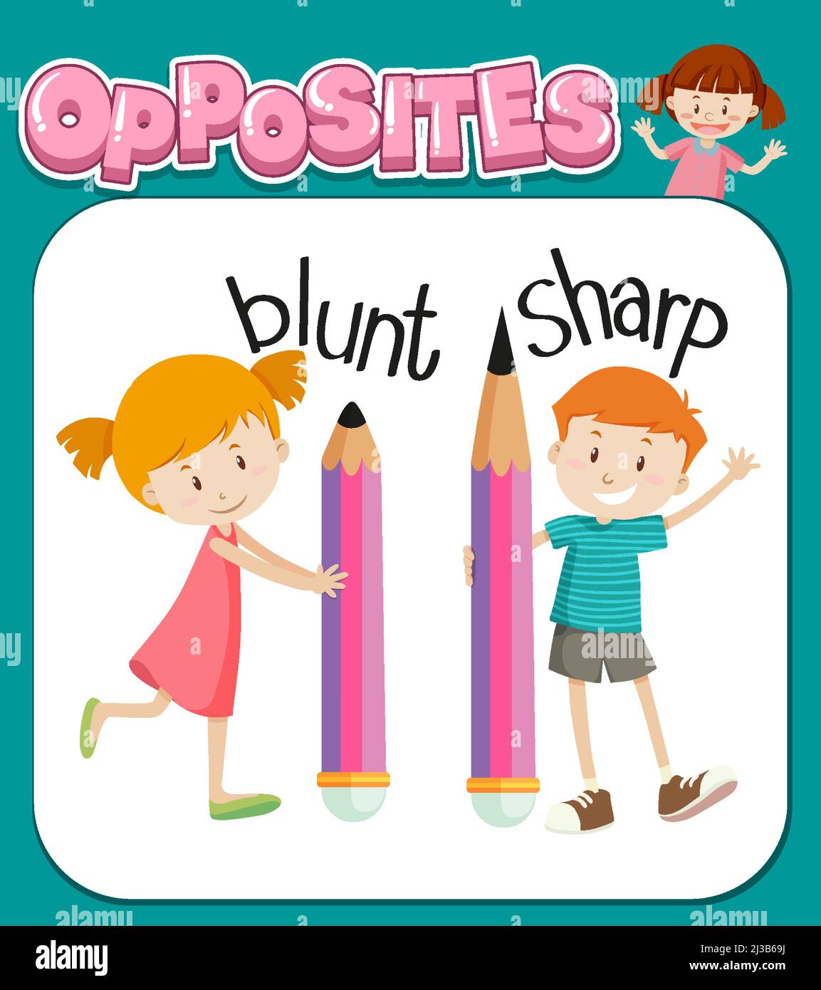 Opposite words for blunt and sharp illustration Stock Vector Image