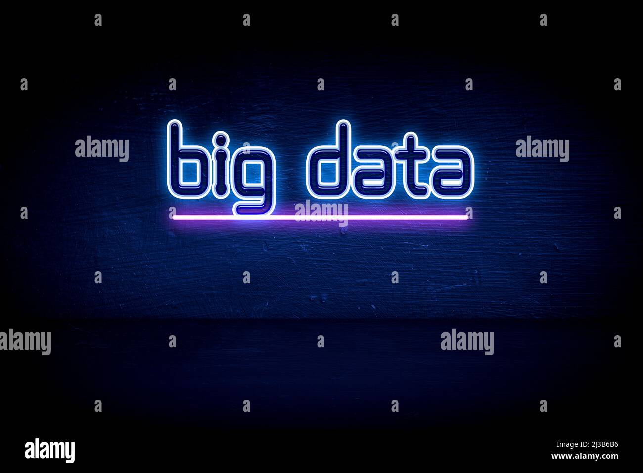 Big data - blue neon announcement signboard Stock Photo