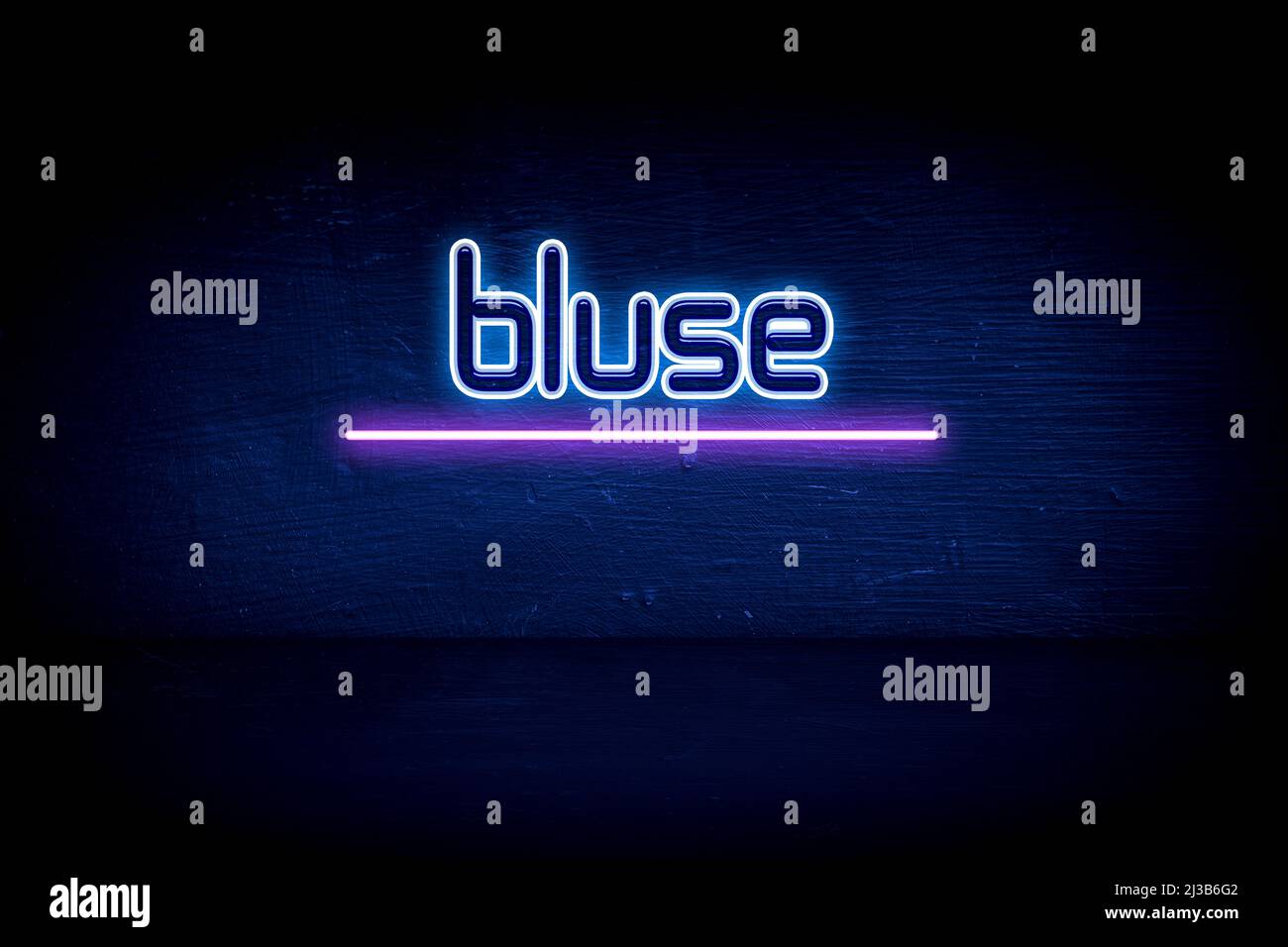 bluse - blue neon announcement signboard Stock Photo