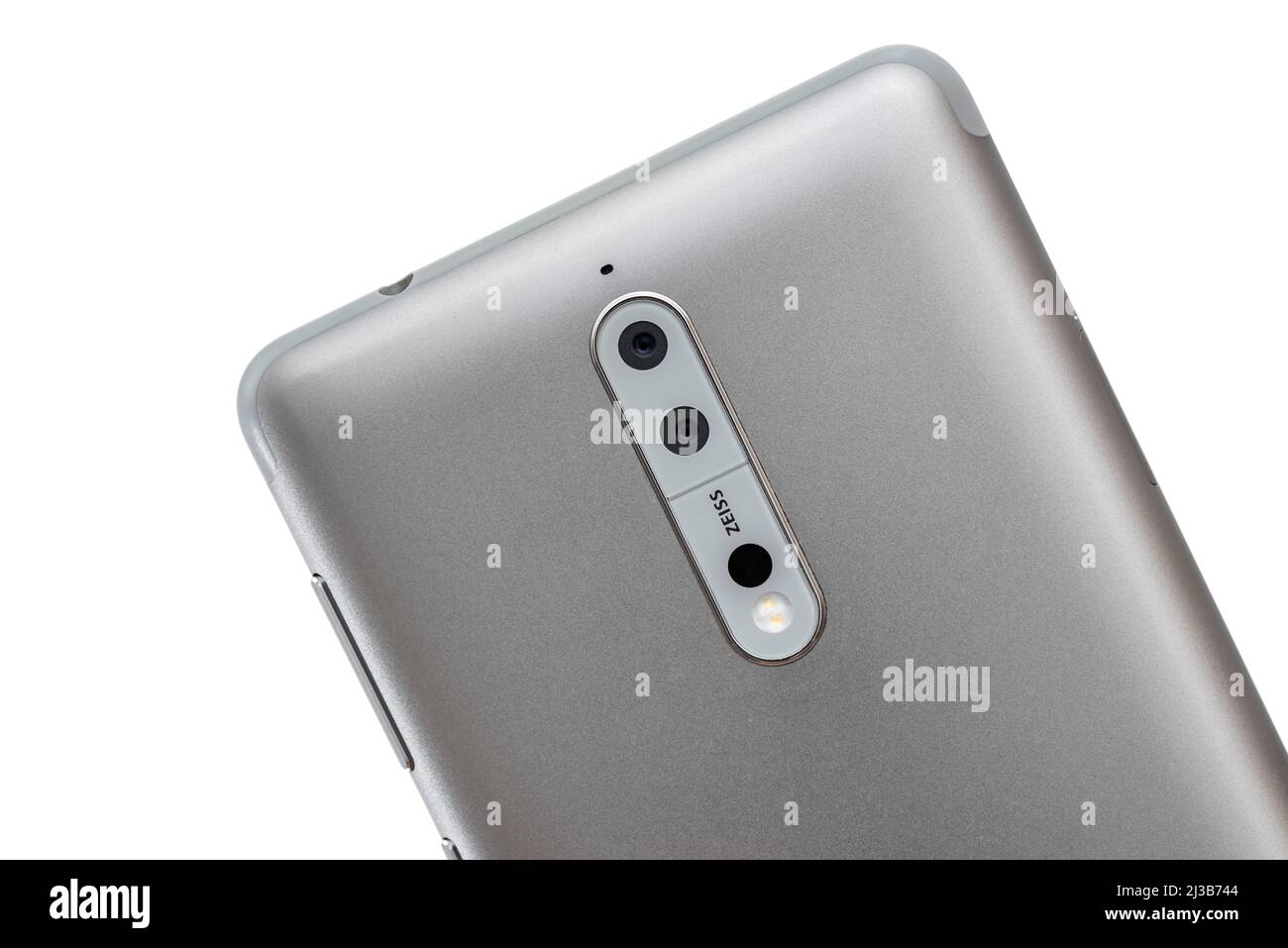 ISTANBUL, TURKEY - JUNE 10, 2019: Nokia 8 rear side. Nokia 8 android smartphone by HMD global with a notch display. Stock Photo