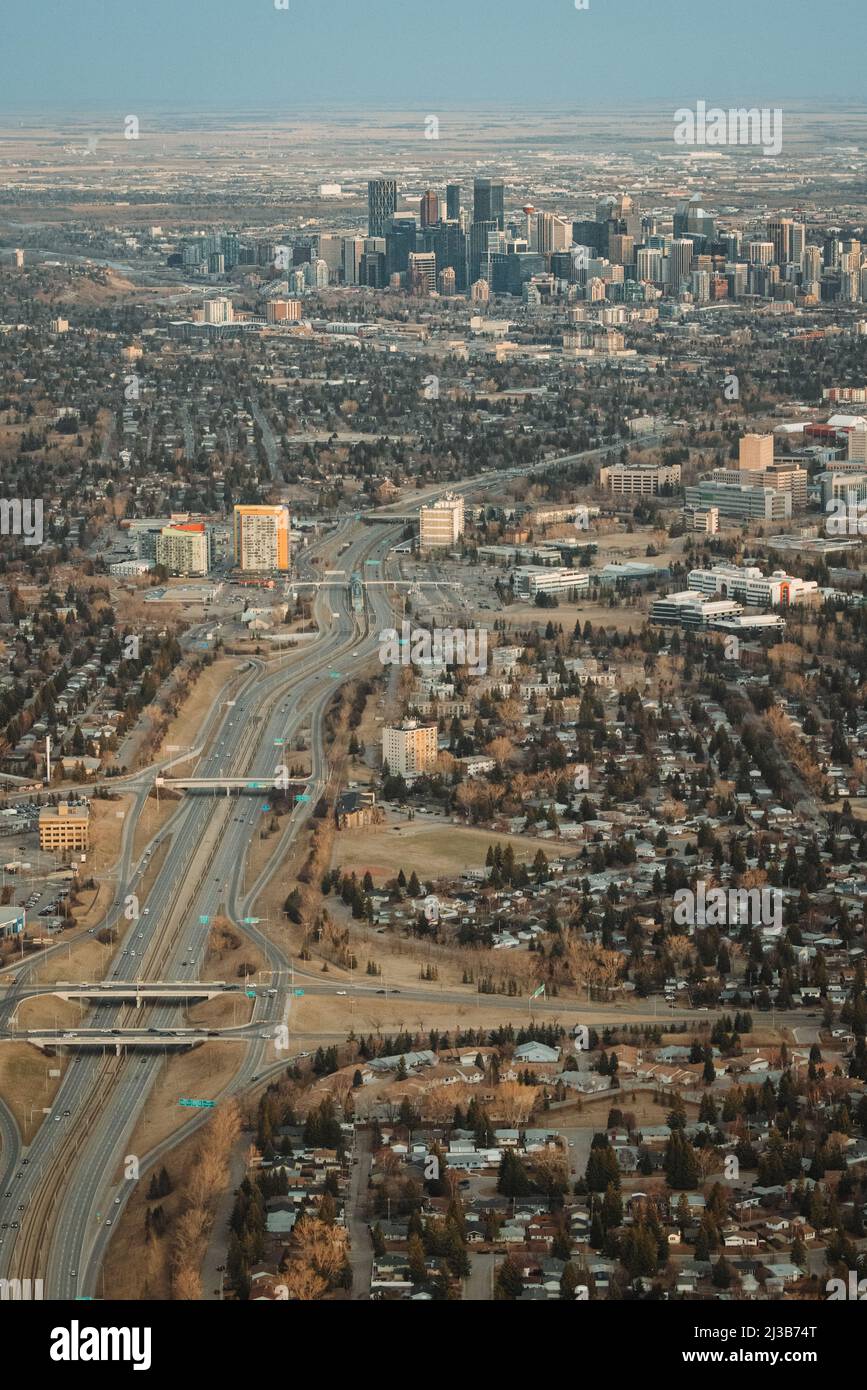 Aerial view of the city of Calgary and surrounding area Stock Photo Alamy