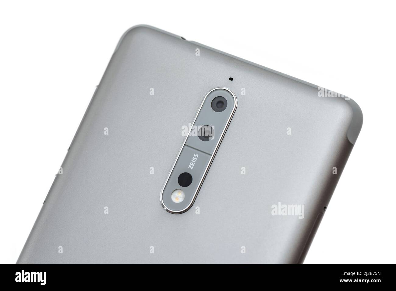 ISTANBUL, TURKEY - JUNE 10, 2019: Nokia 8 rear side. Nokia 8 android smartphone by HMD global with a notch display. Stock Photo