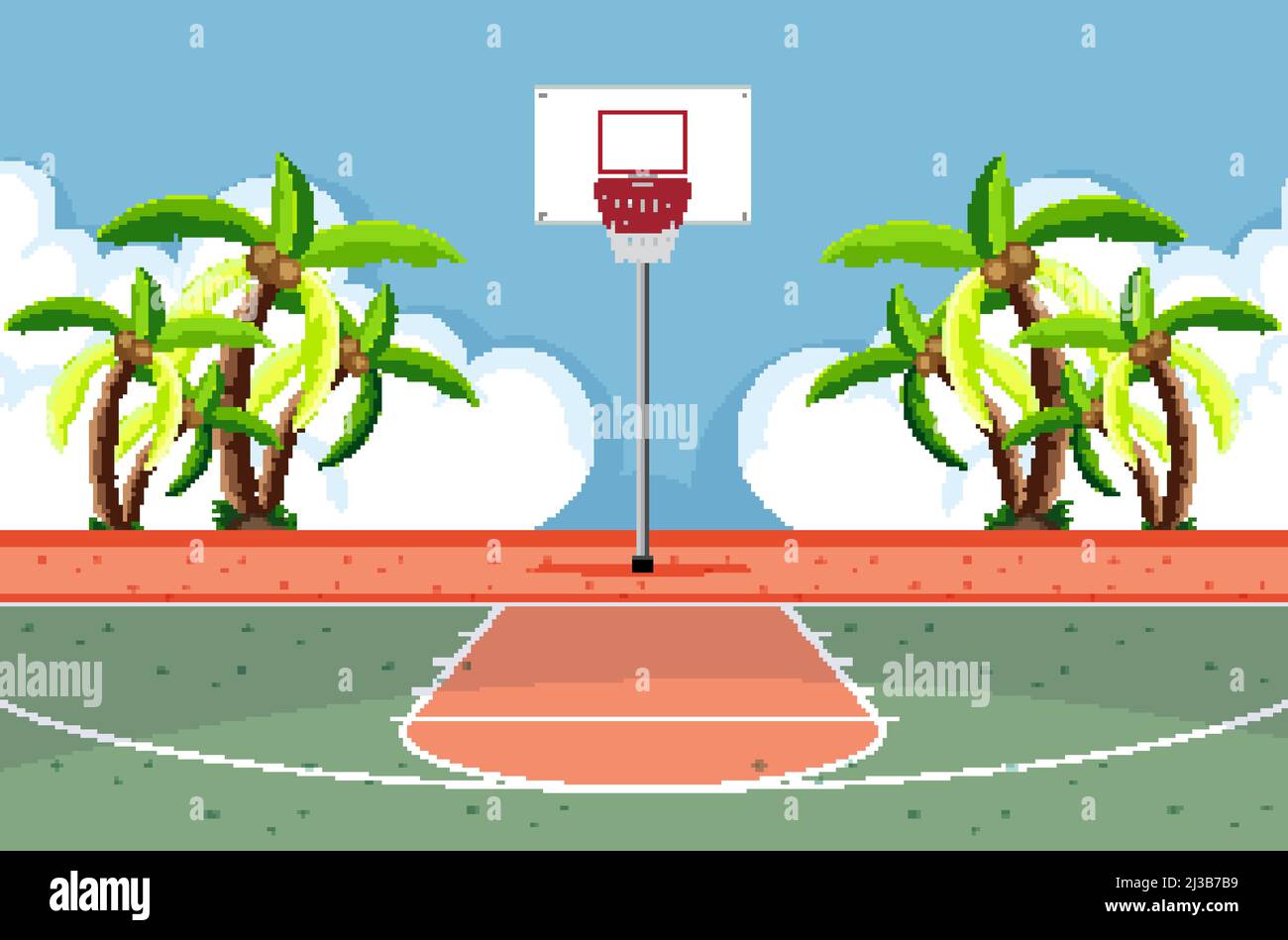 Empty basketball court scene illustration Stock Vector