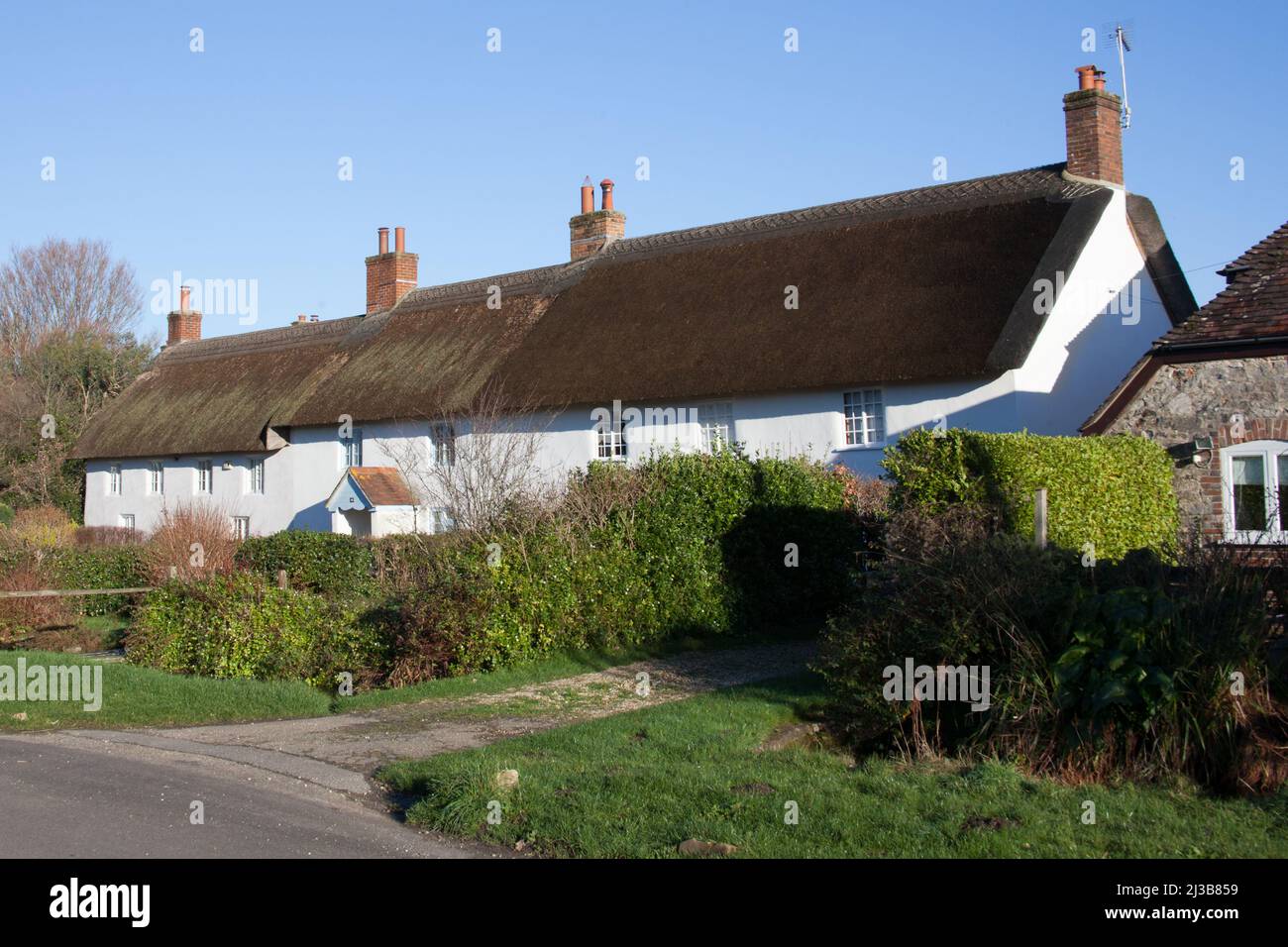 Thatched cottages in Wool, Dorset in the UK Stock Photo Alamy