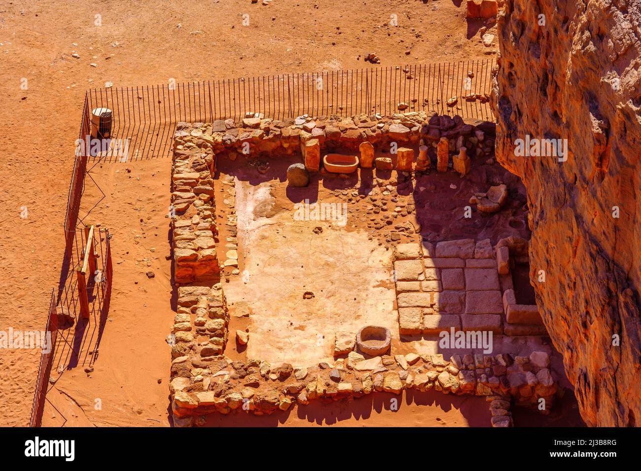 View of the Temple of Goddess Hathor (Egyptian, 14th to 12th century B.C.E), in Timna desert park, southern Israel Stock Photo