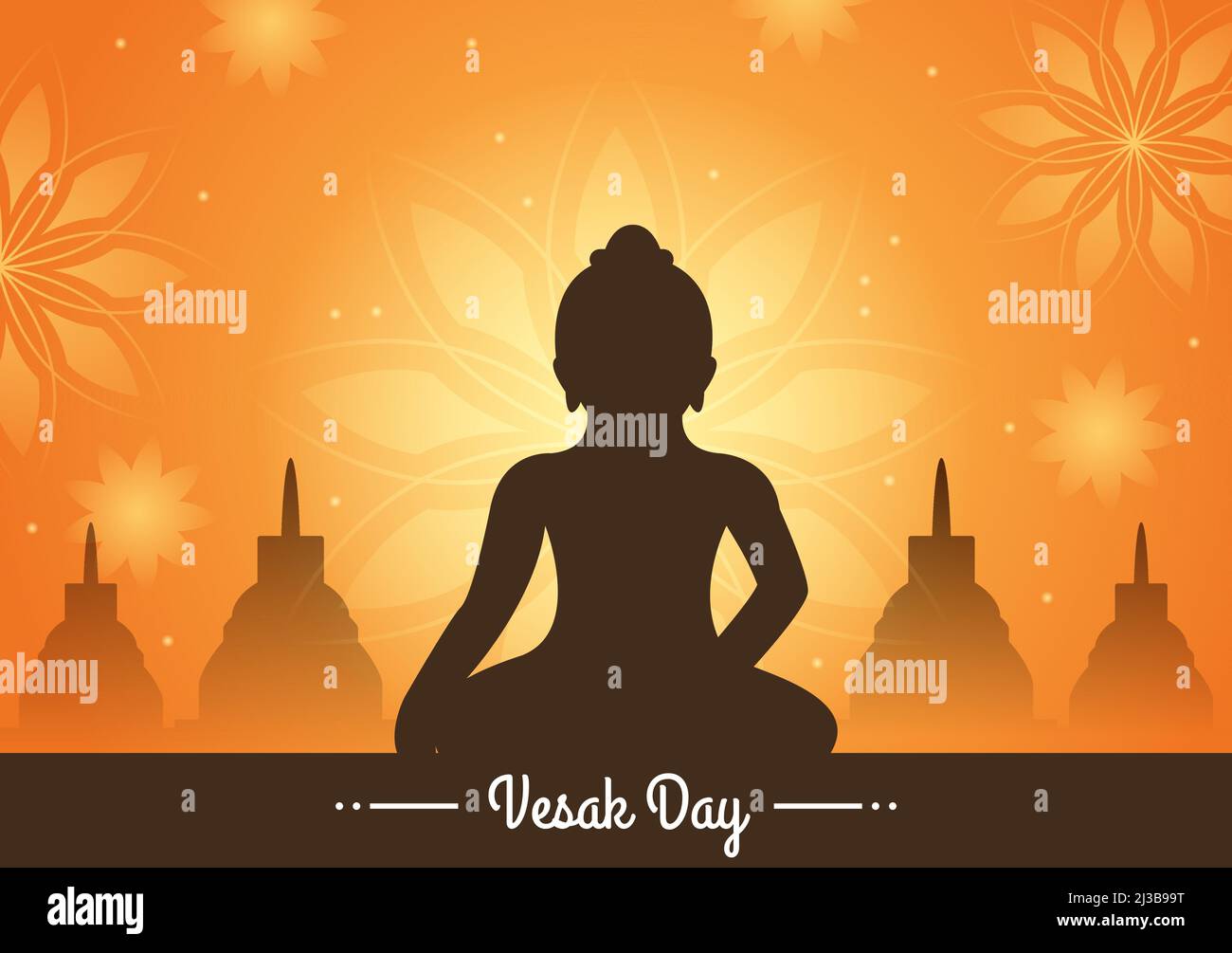 Vesak Day Celebration with Temple Silhouette, Lotus Flower Decoration,  Lantern or Buddha Person in Flat Cartoon Background Illustration for  Greeting C Stock Vector Image & Art - Alamy