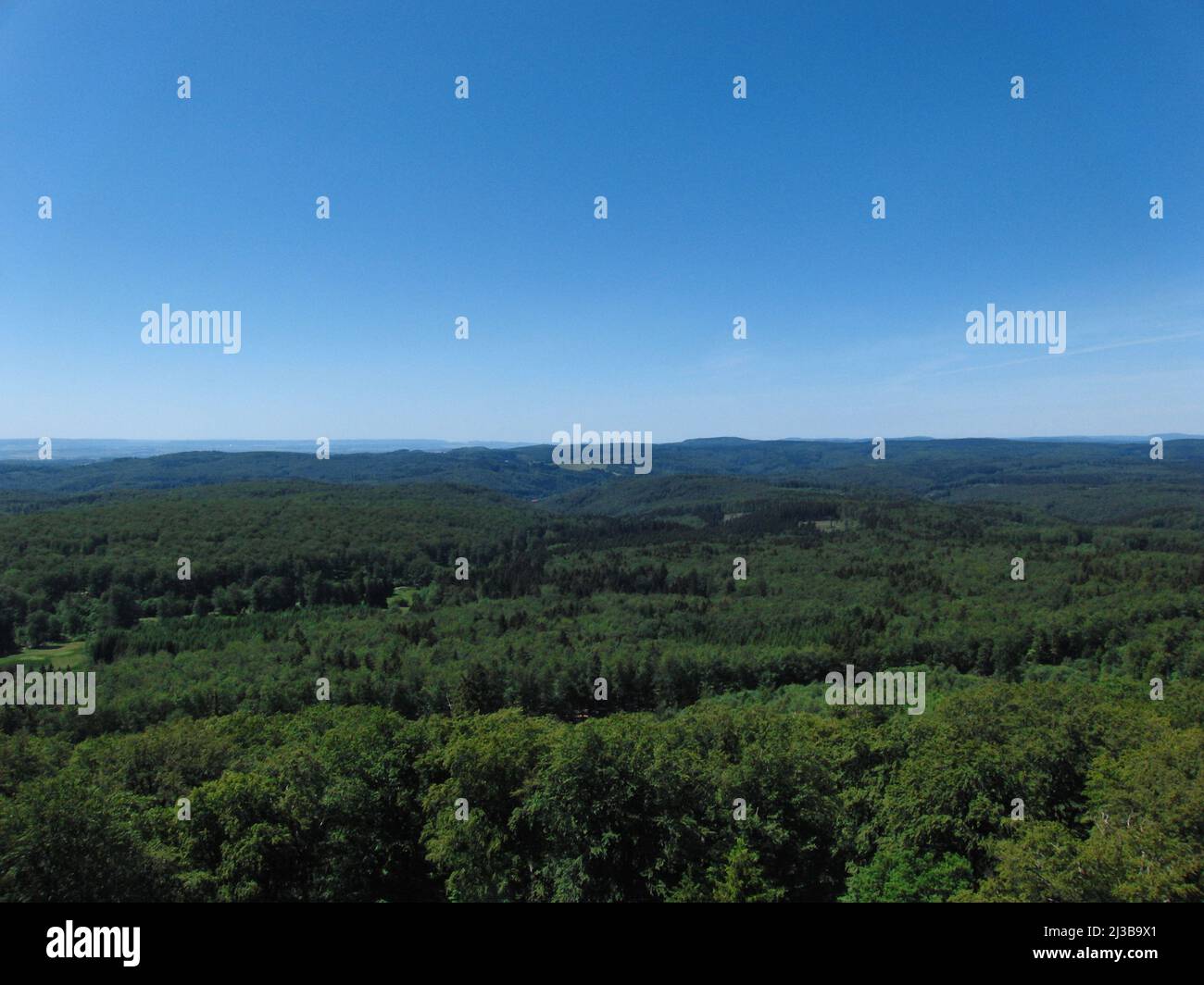 Innerste An aerial view of a valley in the Harz along the Innerste next to ...