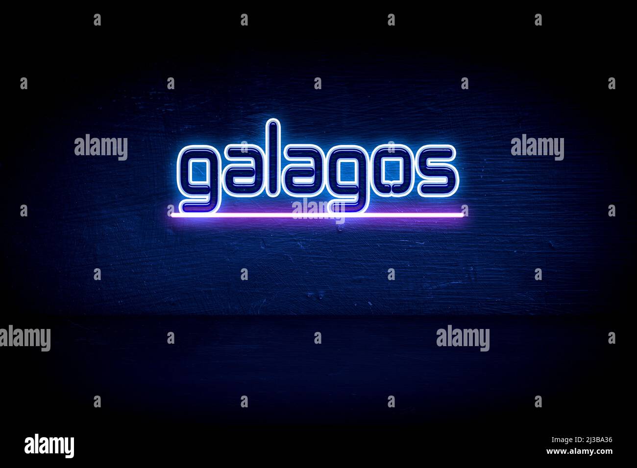 galagos - blue neon announcement signboard Stock Photo