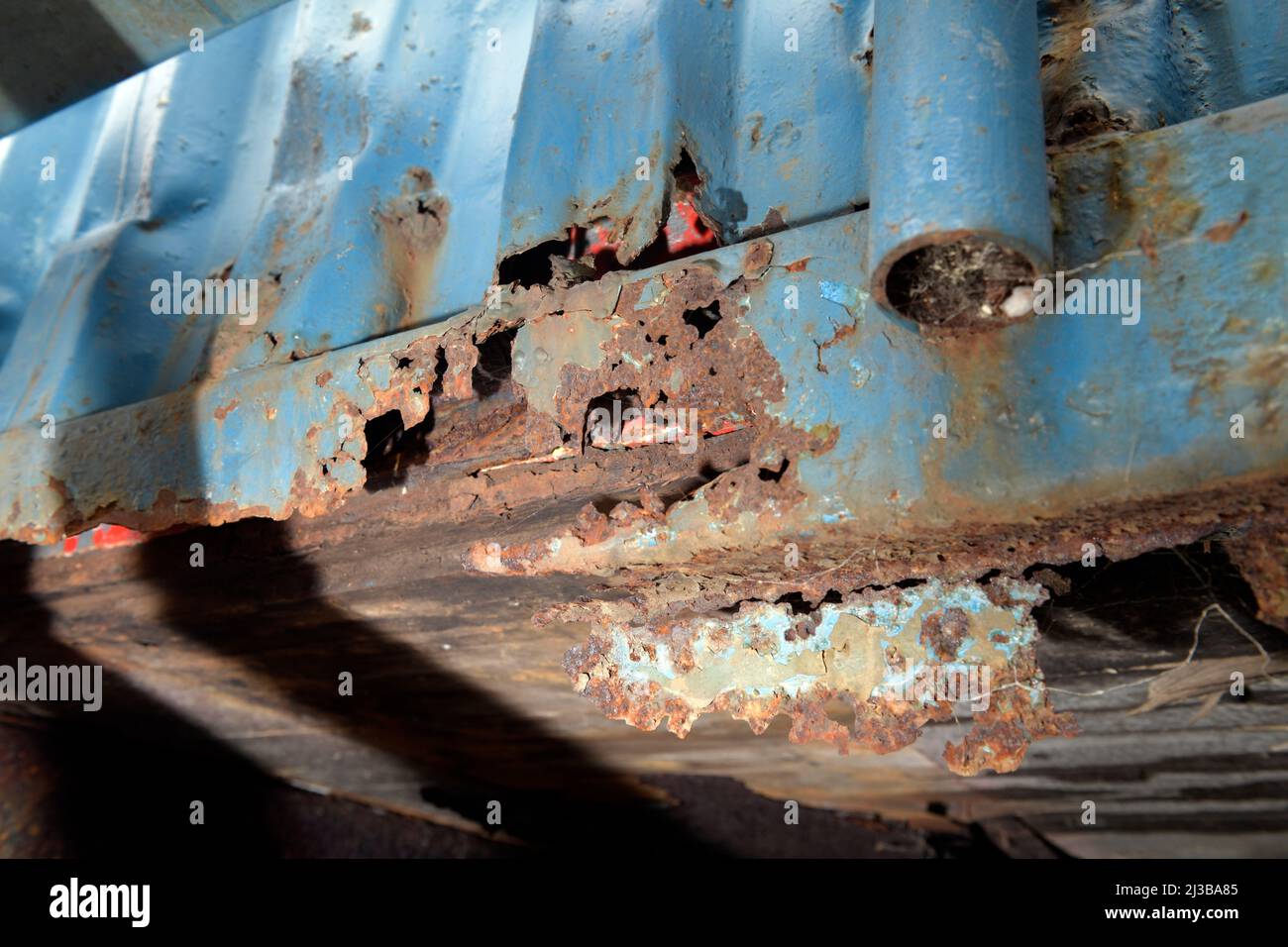 rusting shipping container bottom Stock Photo