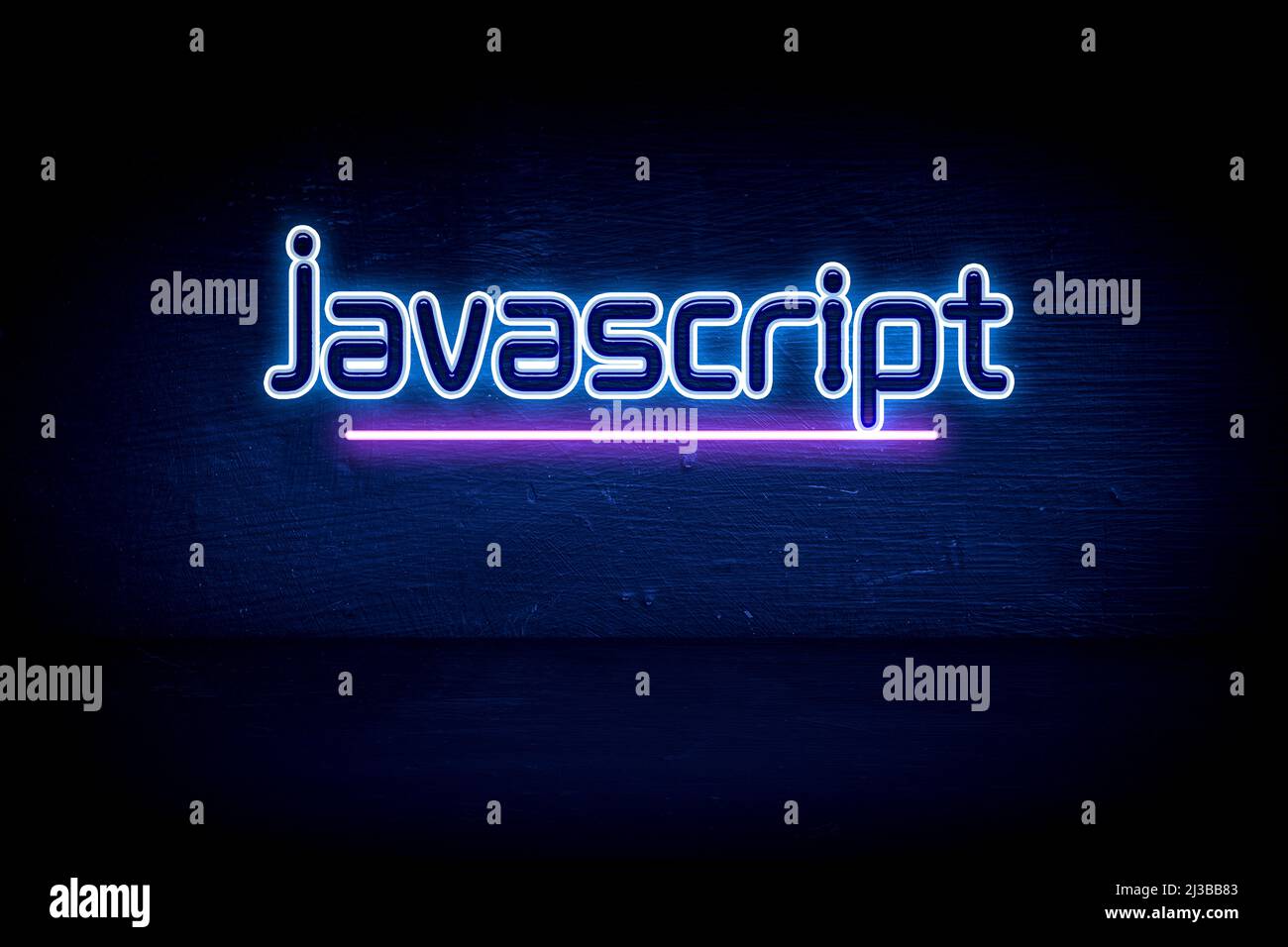 Javascript - blue neon announcement signboard Stock Photo - Alamy