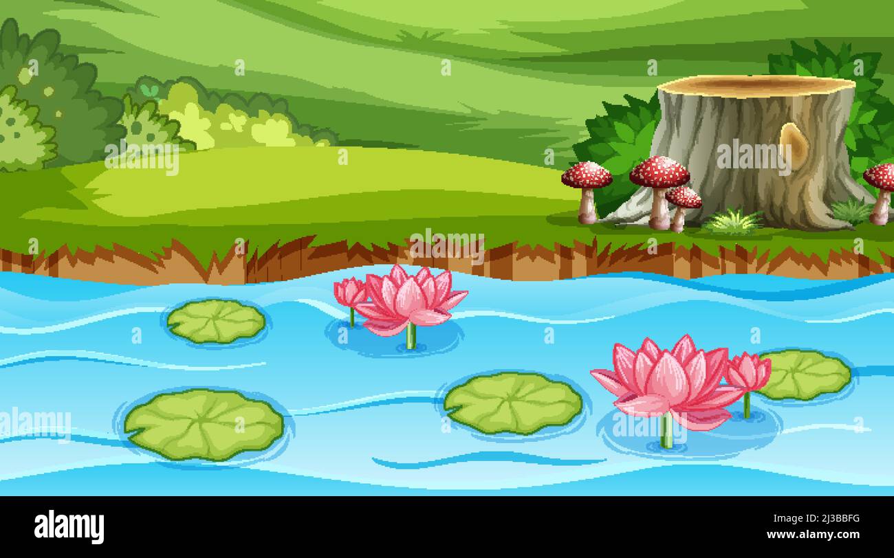 Scene with river in the park illustration Stock Vector Image & Art - Alamy