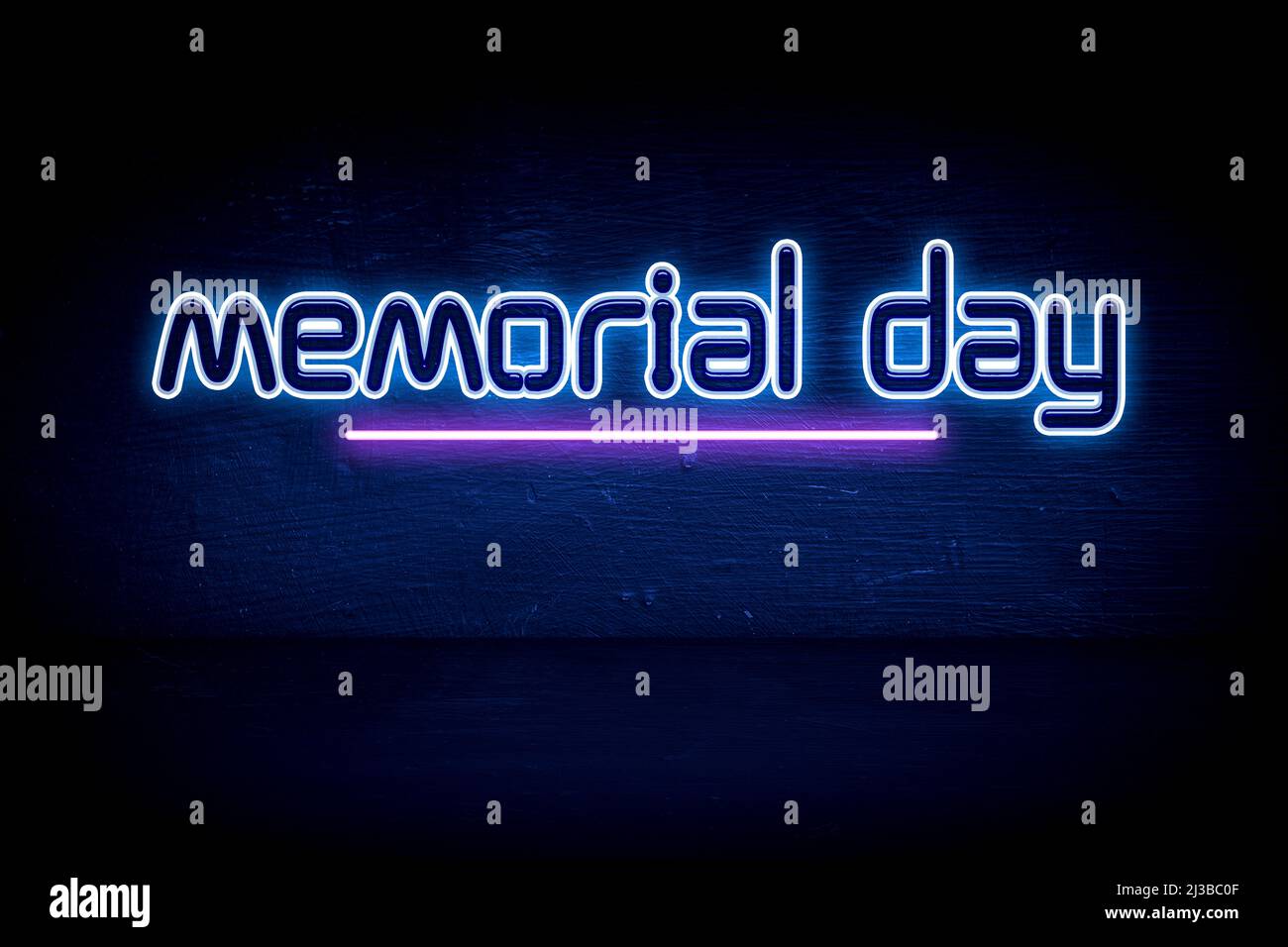 Memorial Day blue neon announcement signboard Stock Photo Alamy