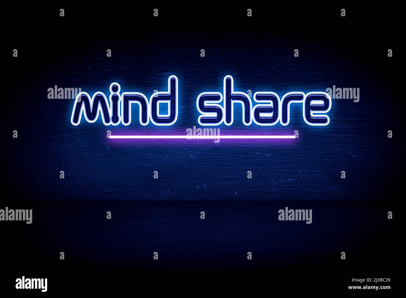 Mind share - blue neon announcement signboard Stock Photo - Alamy