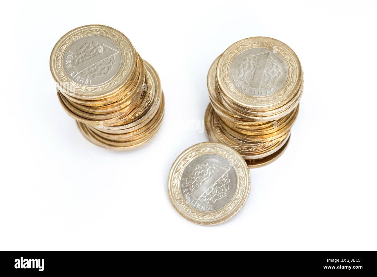 Turkish lira coins, One Lira Stock Photo Alamy