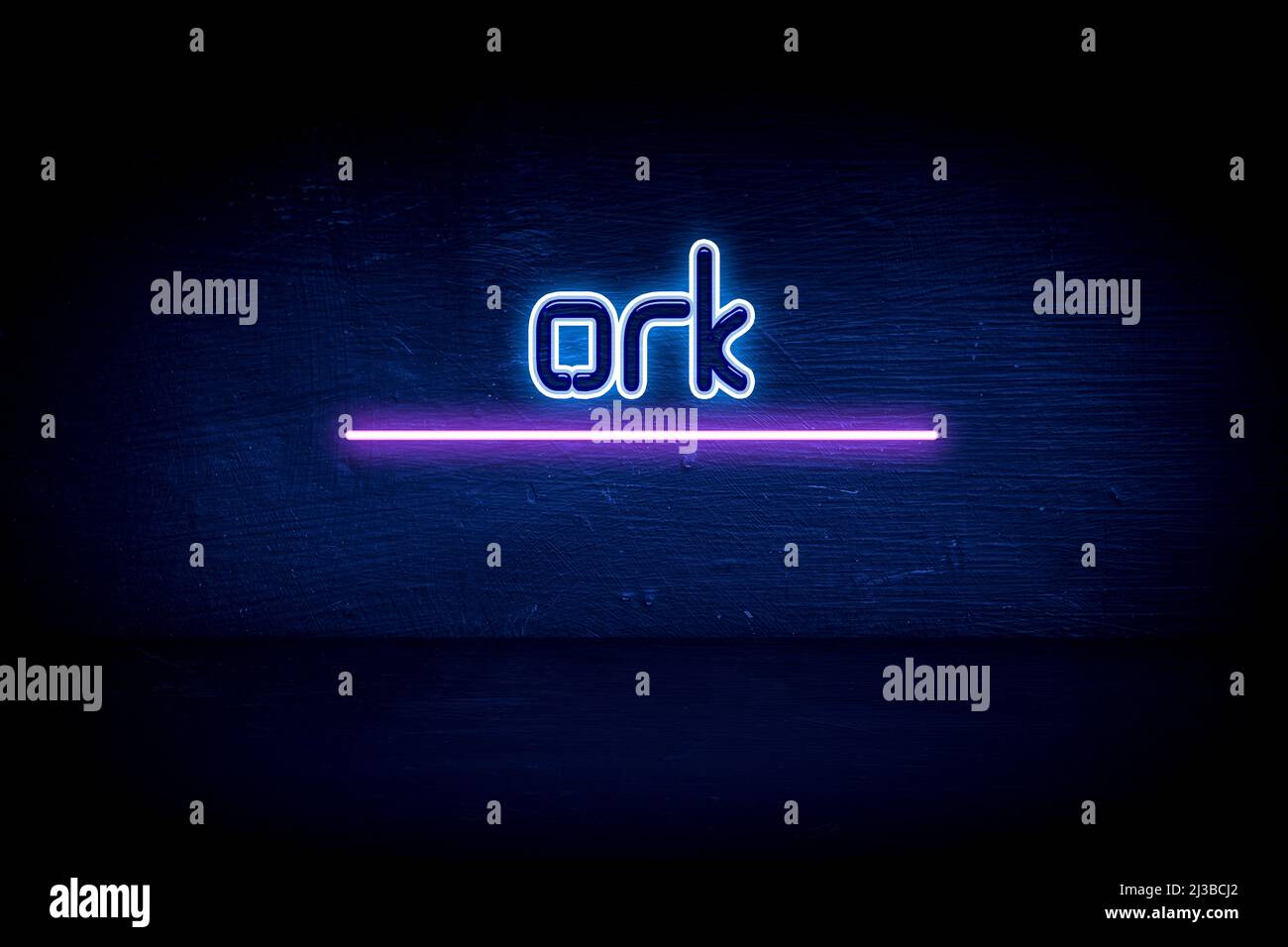 Ork - blue neon announcement signboard Stock Photo
