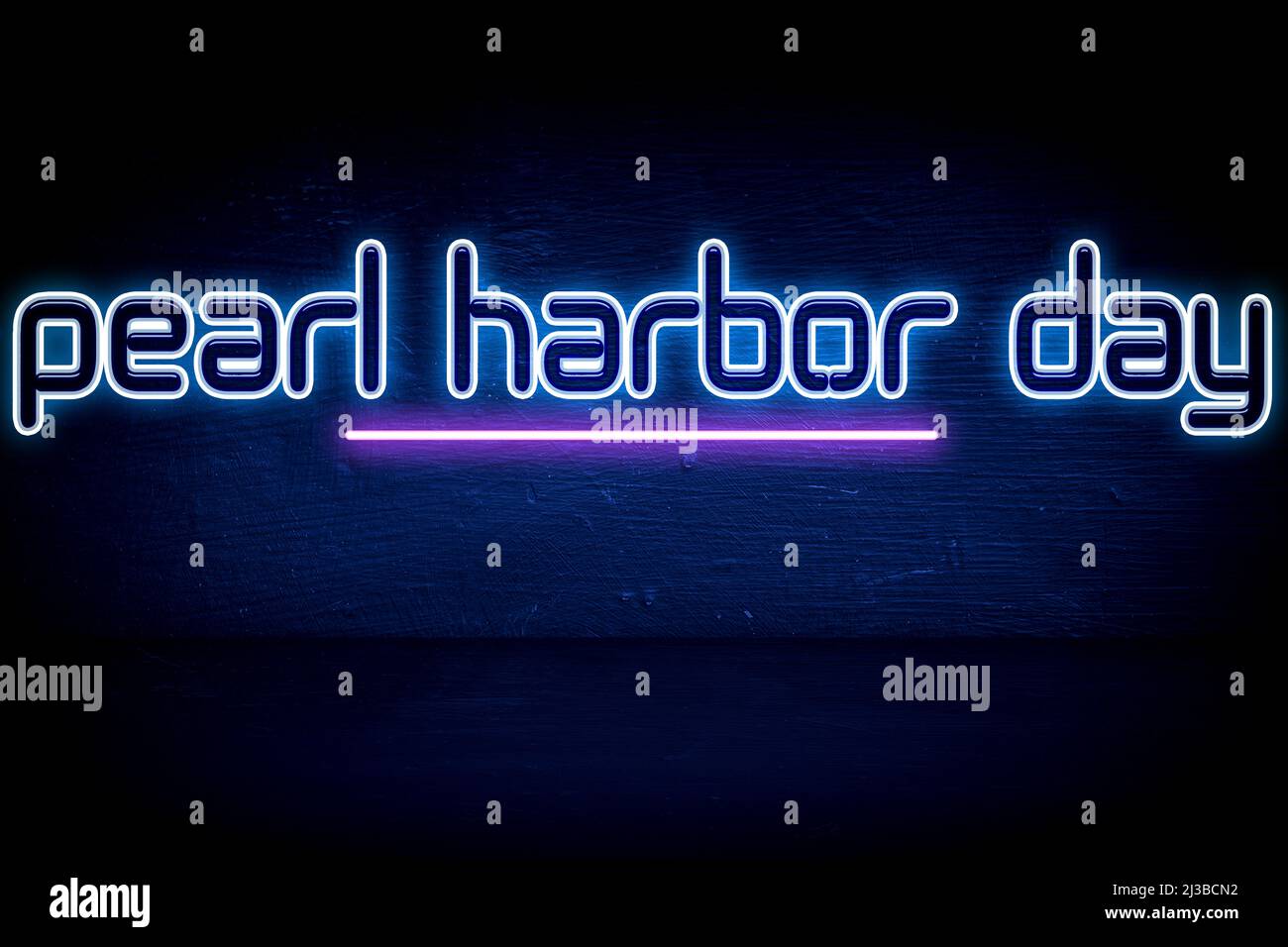 Pearl Harbor Day - blue neon announcement signboard Stock Photo