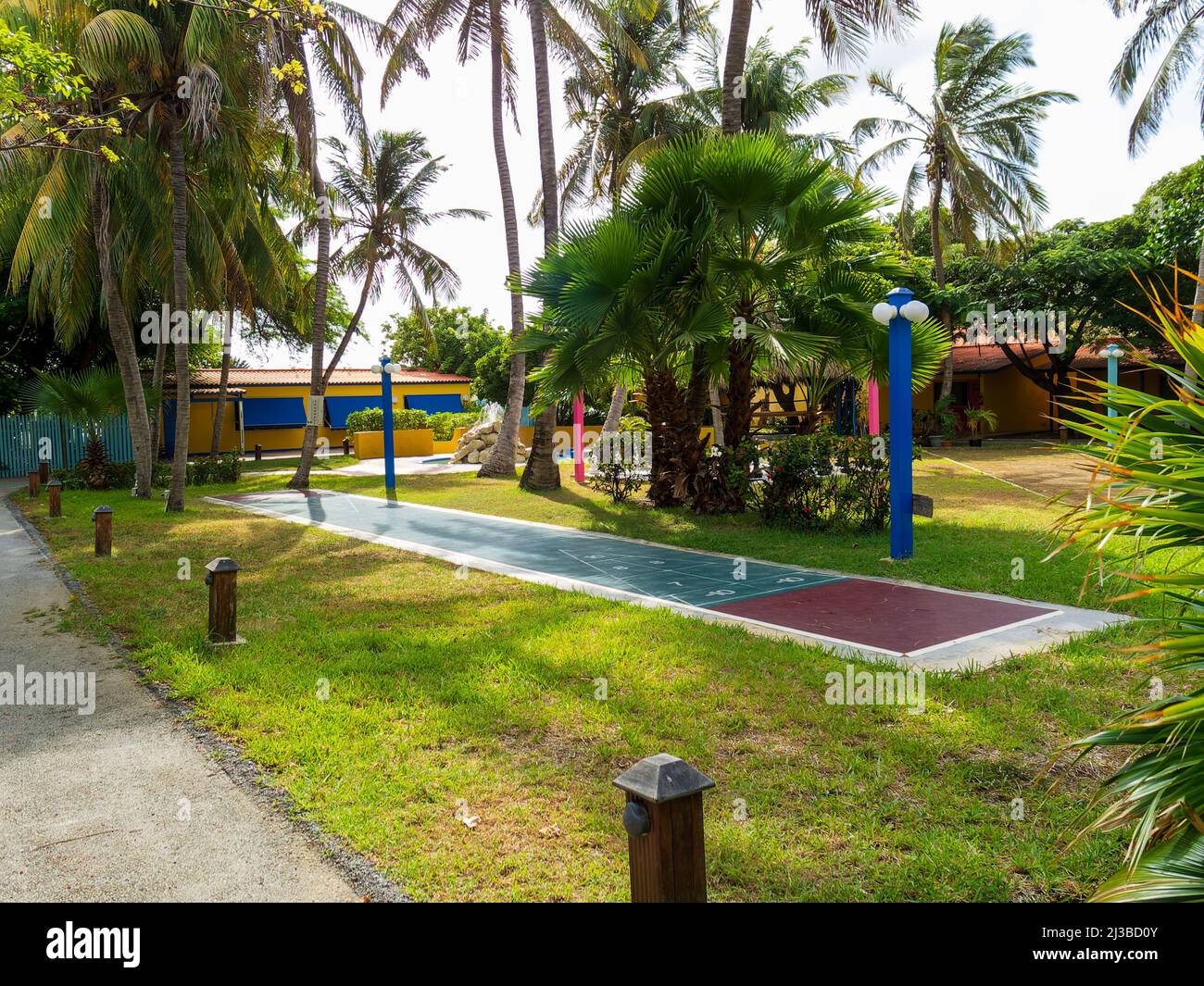 Outdoor shuffleboard court in a tropical resort lawn Stock Photo Alamy