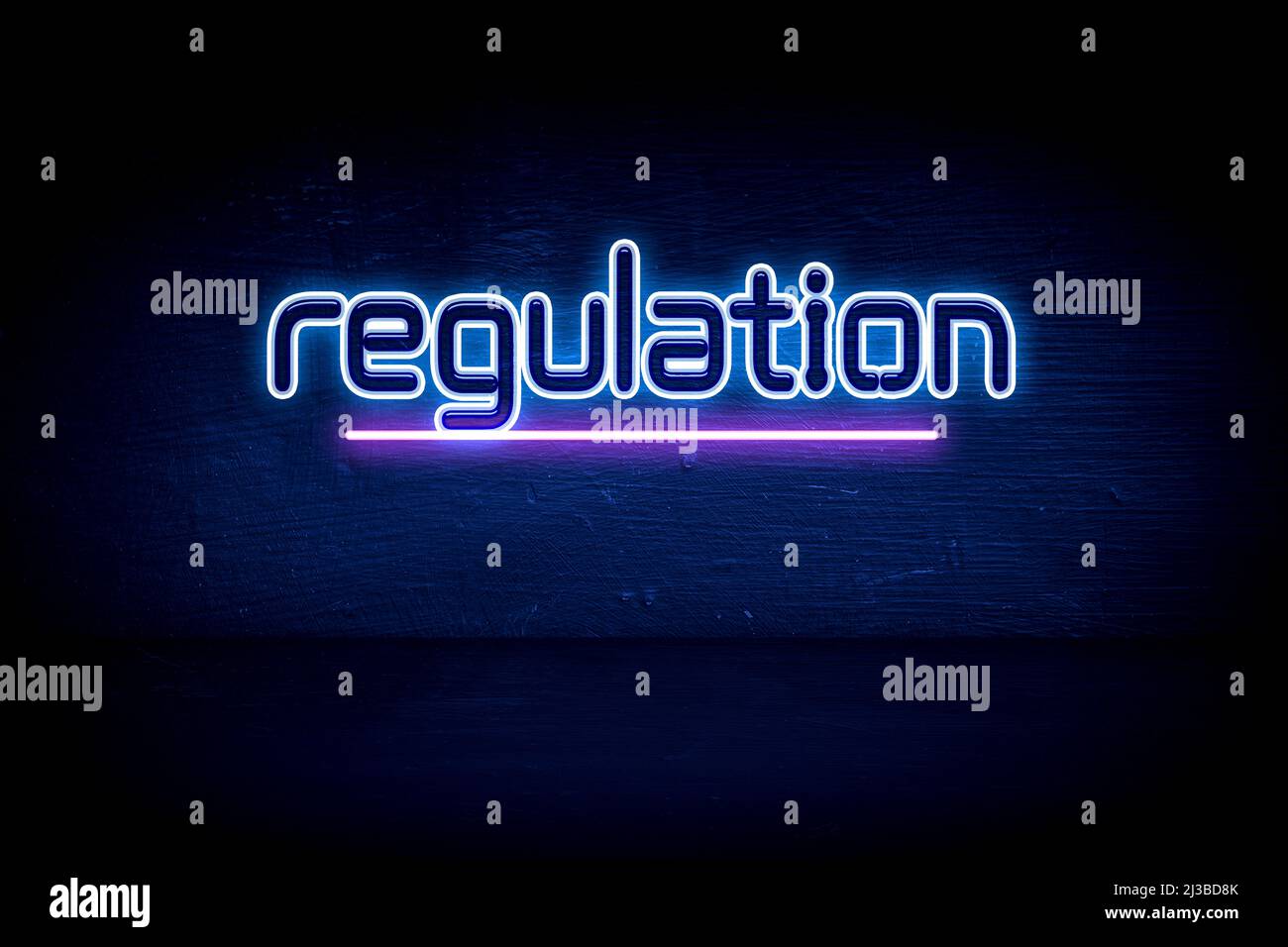 Regulation blue neon announcement signboard Stock Photo Alamy