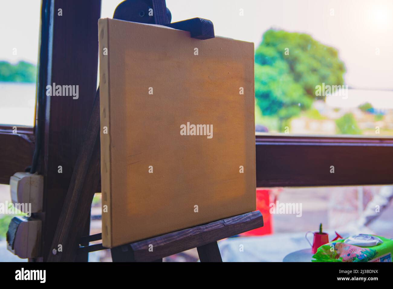 Canvas for drawing on a stand Stock Photo Alamy