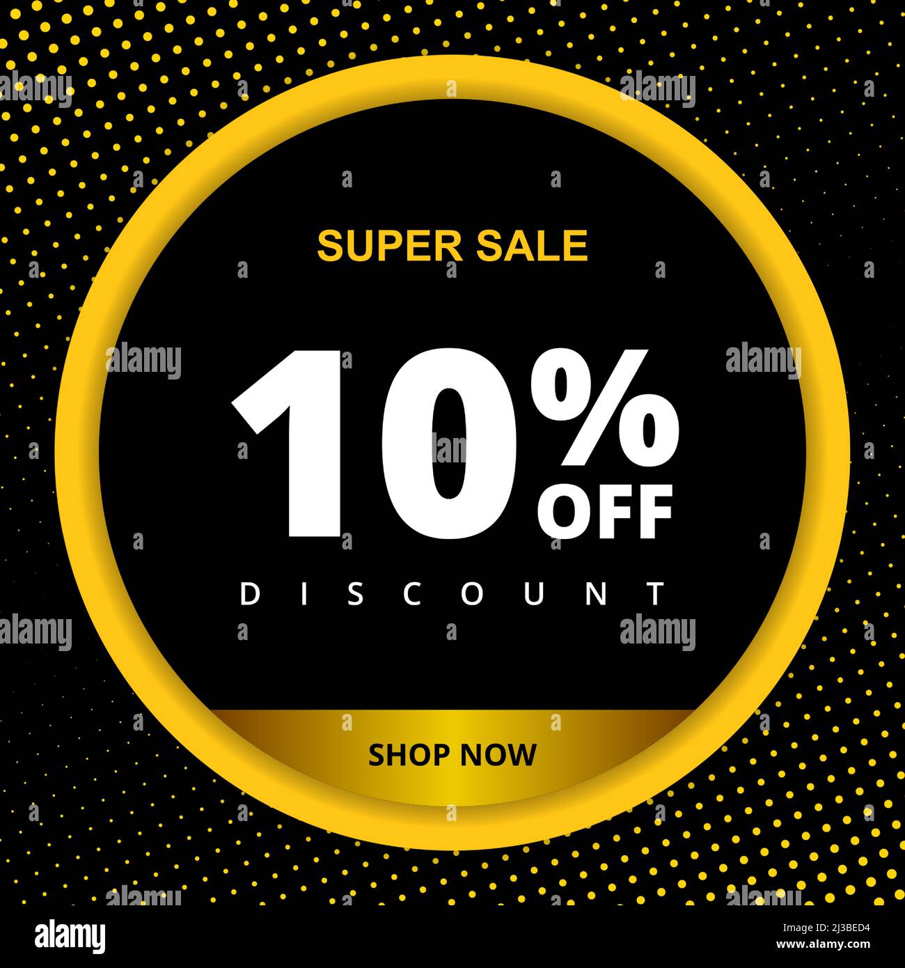 10 percent off discount. Special offer sale 10 percent off. Sale discount offer. Vector promotion banner ten percent discount in black and yellow Stock Vector