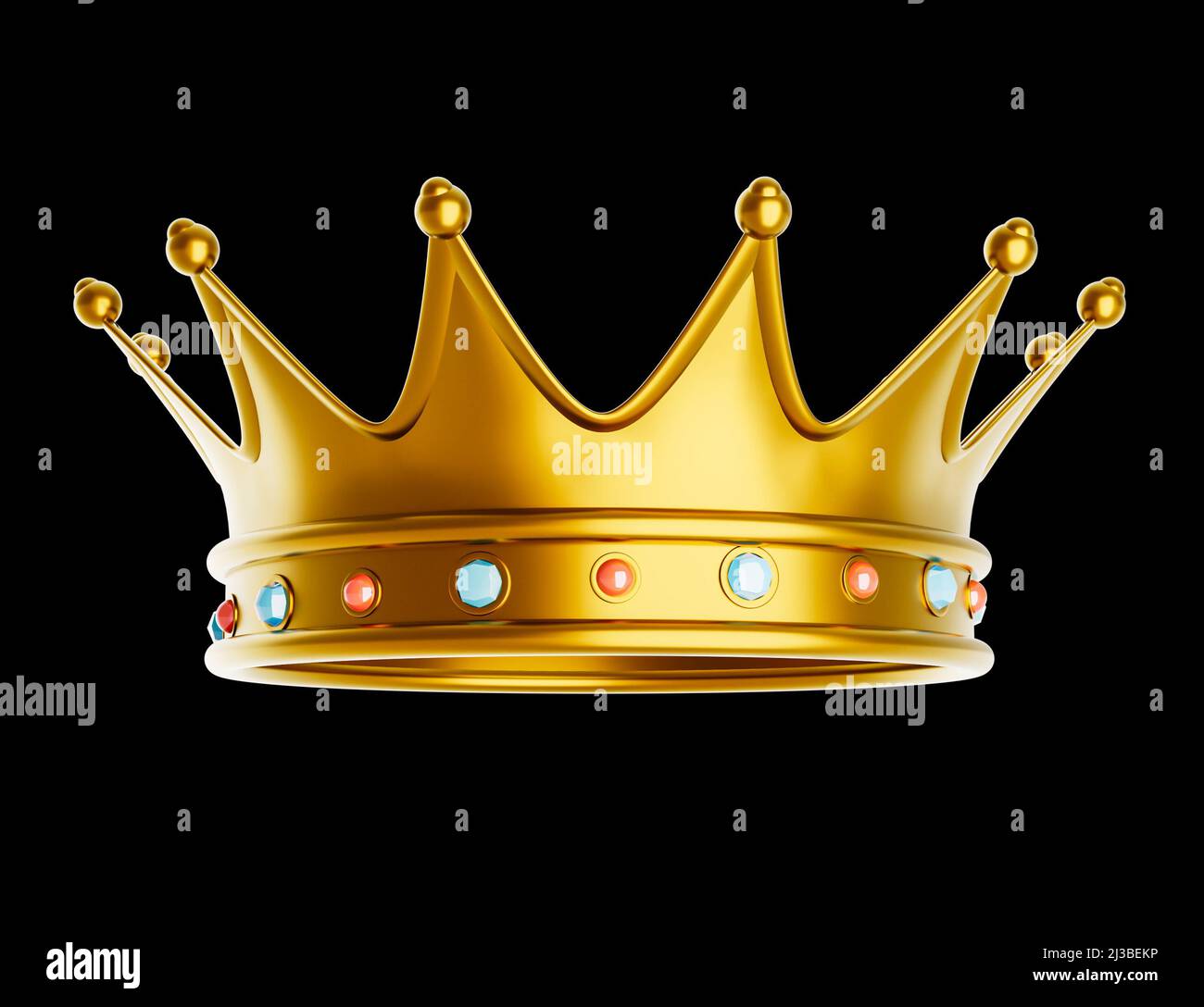 A 3d illustration royal gold crown on an isolated black background Stock Photo