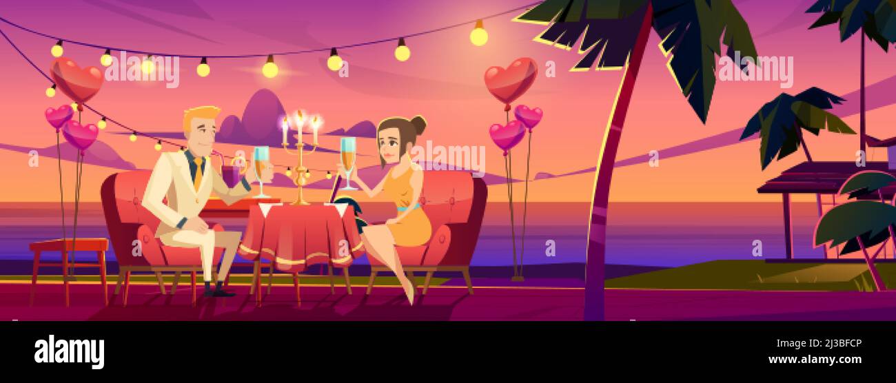 Couple under full moon on the beach Stock Vector Images - Alamy