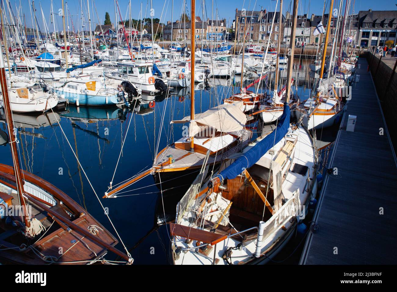 Paimpol,France - 17 October, 2021: Yacht harbour in Paimpol, France.Paimpol is a commune in the Cotes-d Armor department in Brittany in northwest Fran Stock Photo