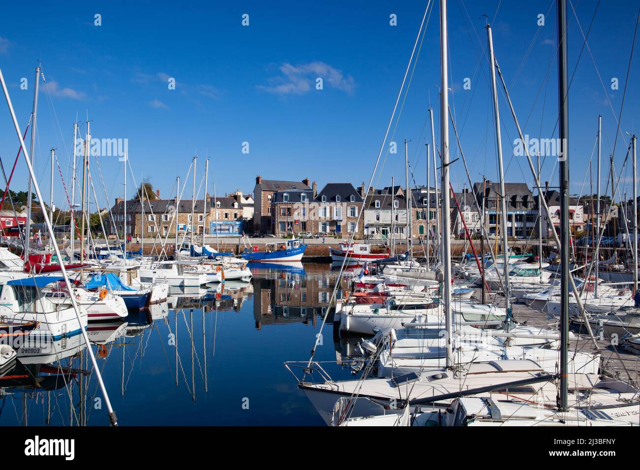 Paimpol,France - 17 October, 2021: Yacht harbour in Paimpol, France.Paimpol is a commune in the Cotes-d Armor department in Brittany in northwest Fran Stock Photo