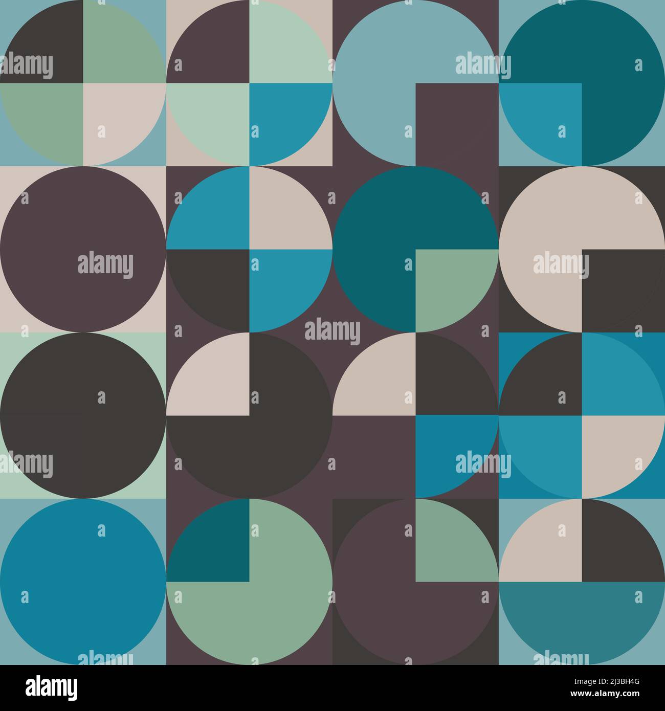 Abstract seamless pattern with circles. Vintage background in cool colours Stock Vector