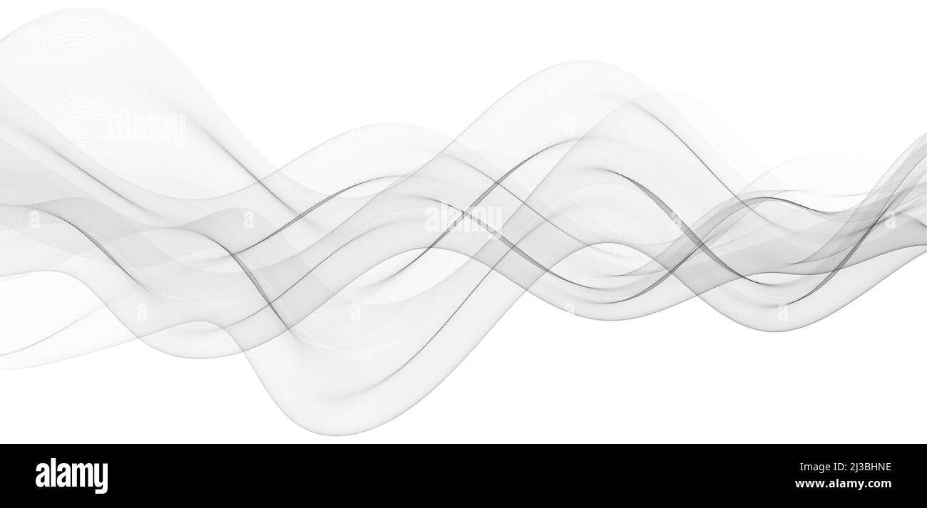 Gray transparent wave flow on white background.Design element for ...