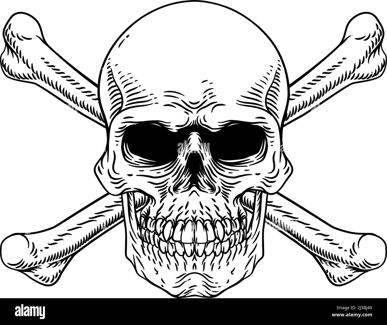 Skull And Crossbones Cross Bones Vintage Woodcut Stock Vector Image