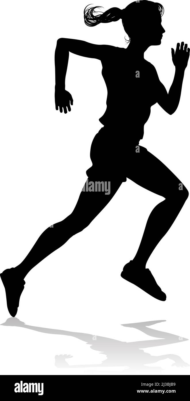 Silhouette Runner Woman Sprinter or Jogger Person Stock Vector Image ...