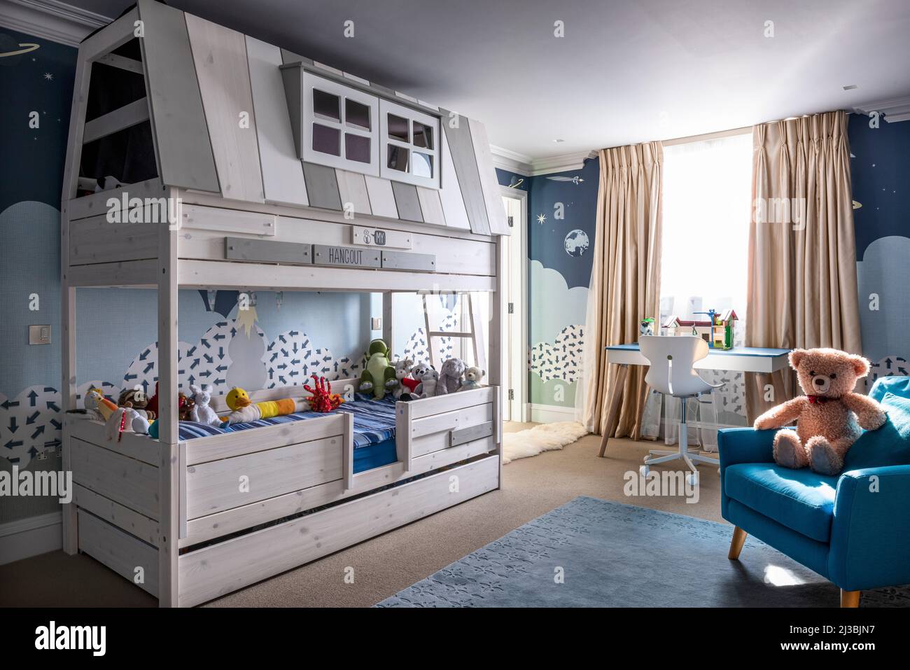 Child's bunk bed and hangout in Holland Park, London, UK Stock Photo